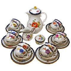 Antique Meissen Coffee Set Bouquet Nr. 051110 12 Persons Pfeiffer Period 1924-1934