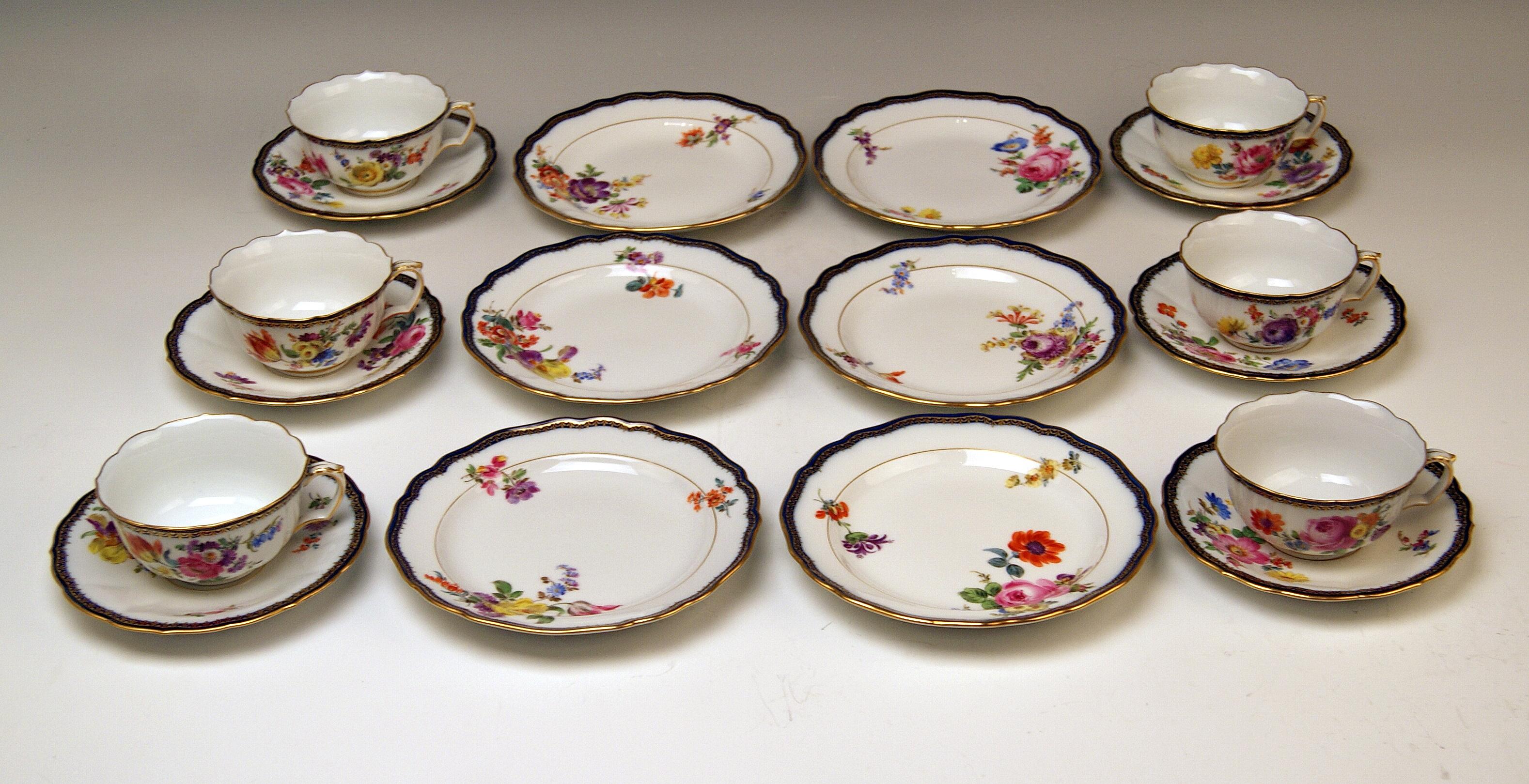 Meissen Coffee Set Flower Bouquet Nr. 111120 Six Persons Pfeiffer Period 3