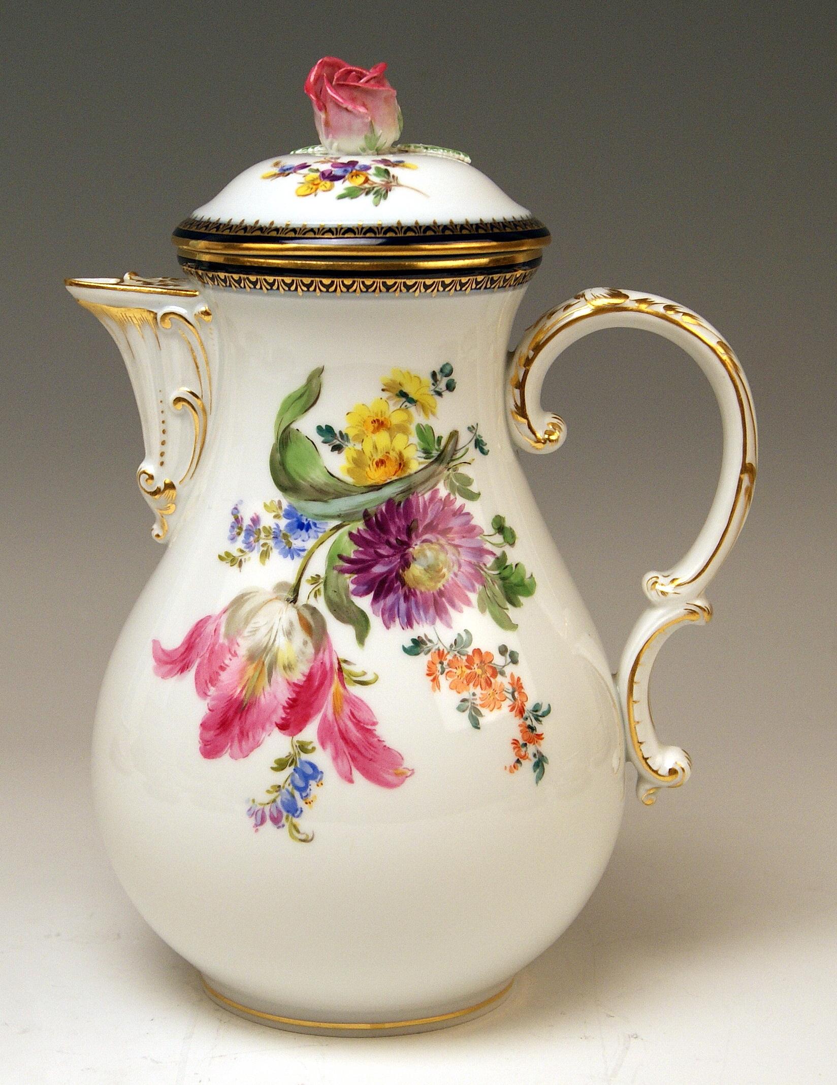 Porcelain Meissen Coffee Set Flower Bouquet Nr. 111120 Six Persons Pfeiffer Period