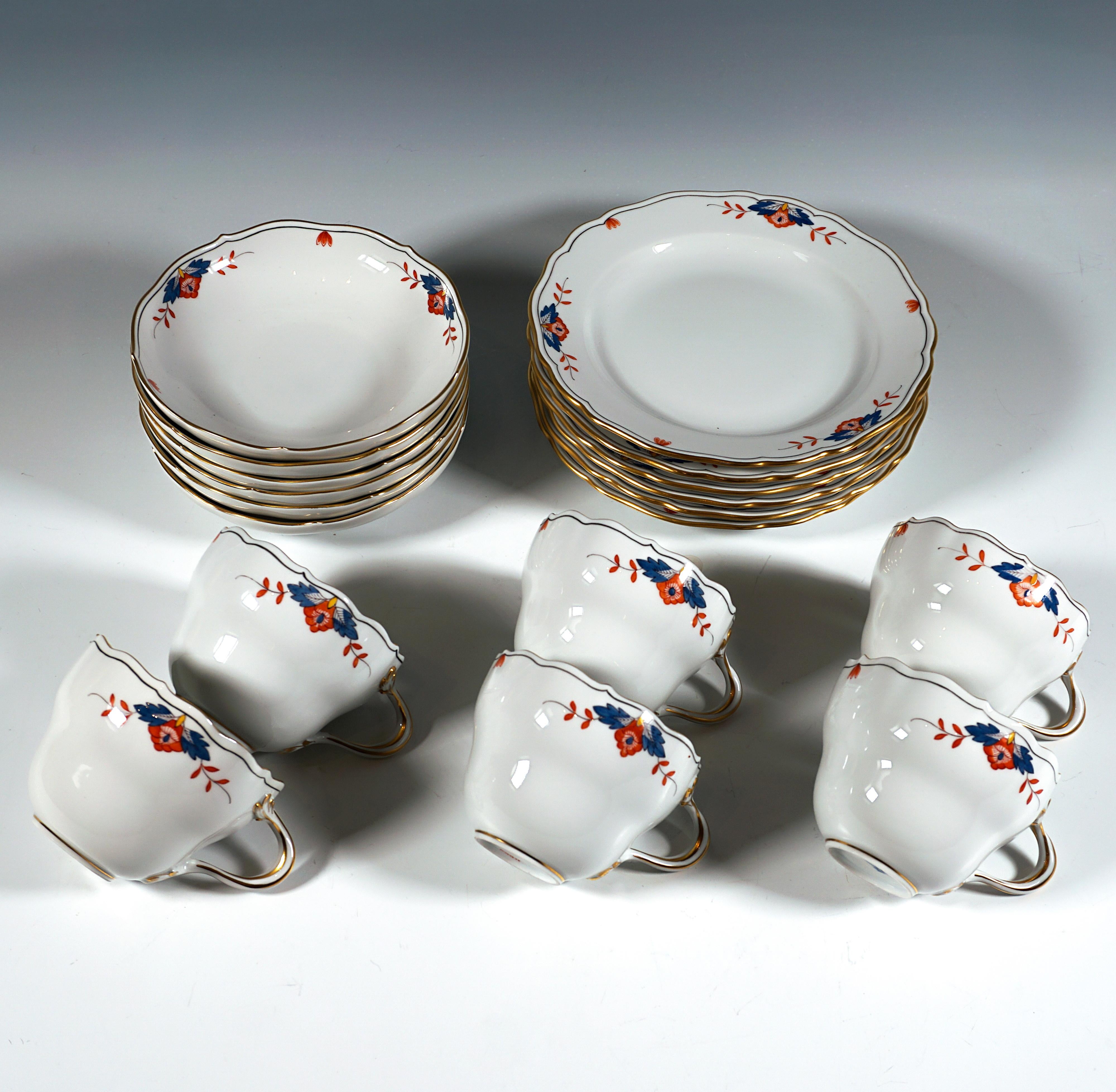 Meissen Coffee Set For 6 Persons Diadem, Indian Border No. 129, 20th Century For Sale 2