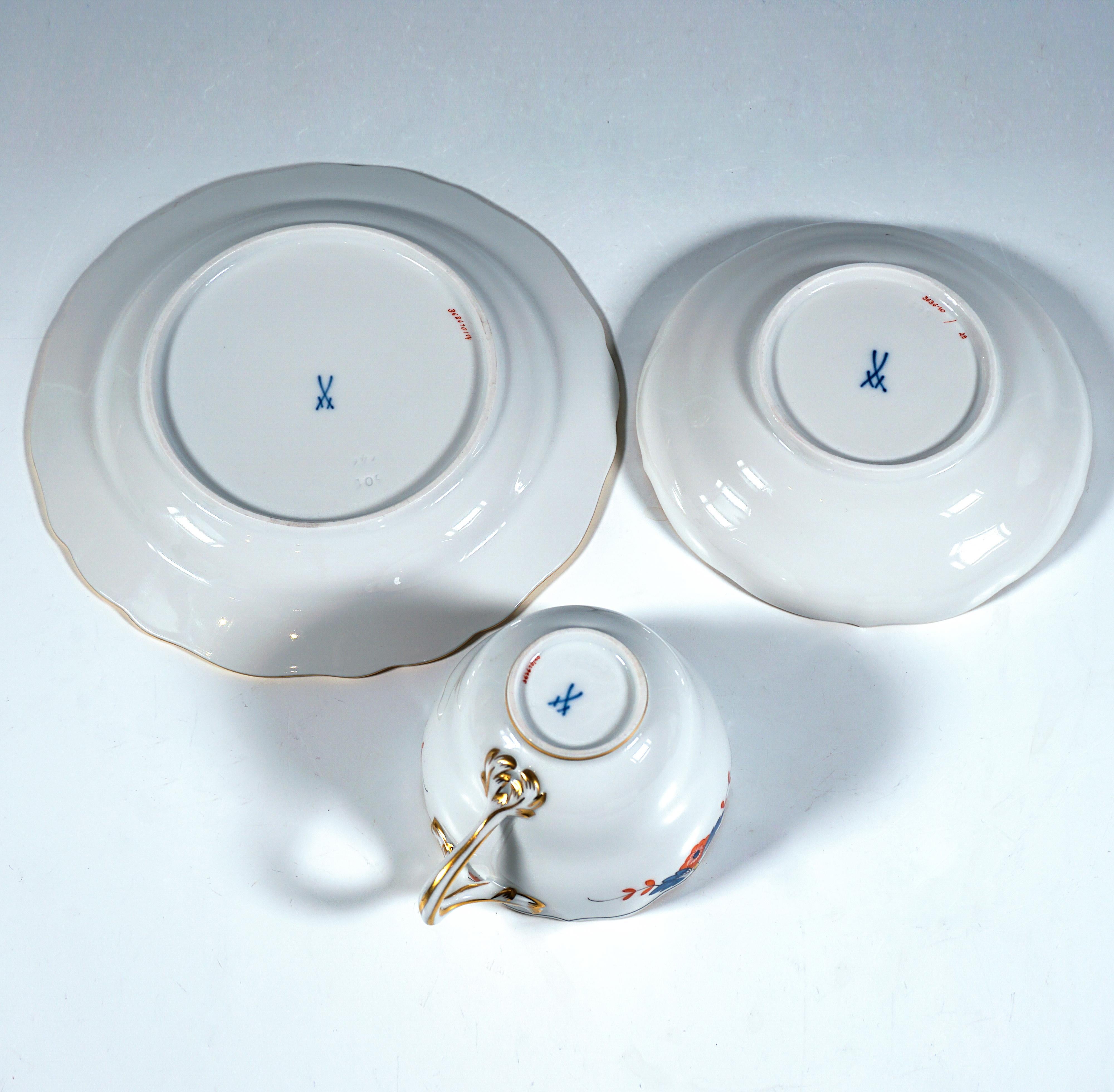 Meissen Coffee Set For 6 Persons Diadem, Indian Border No. 129, 20th Century For Sale 3