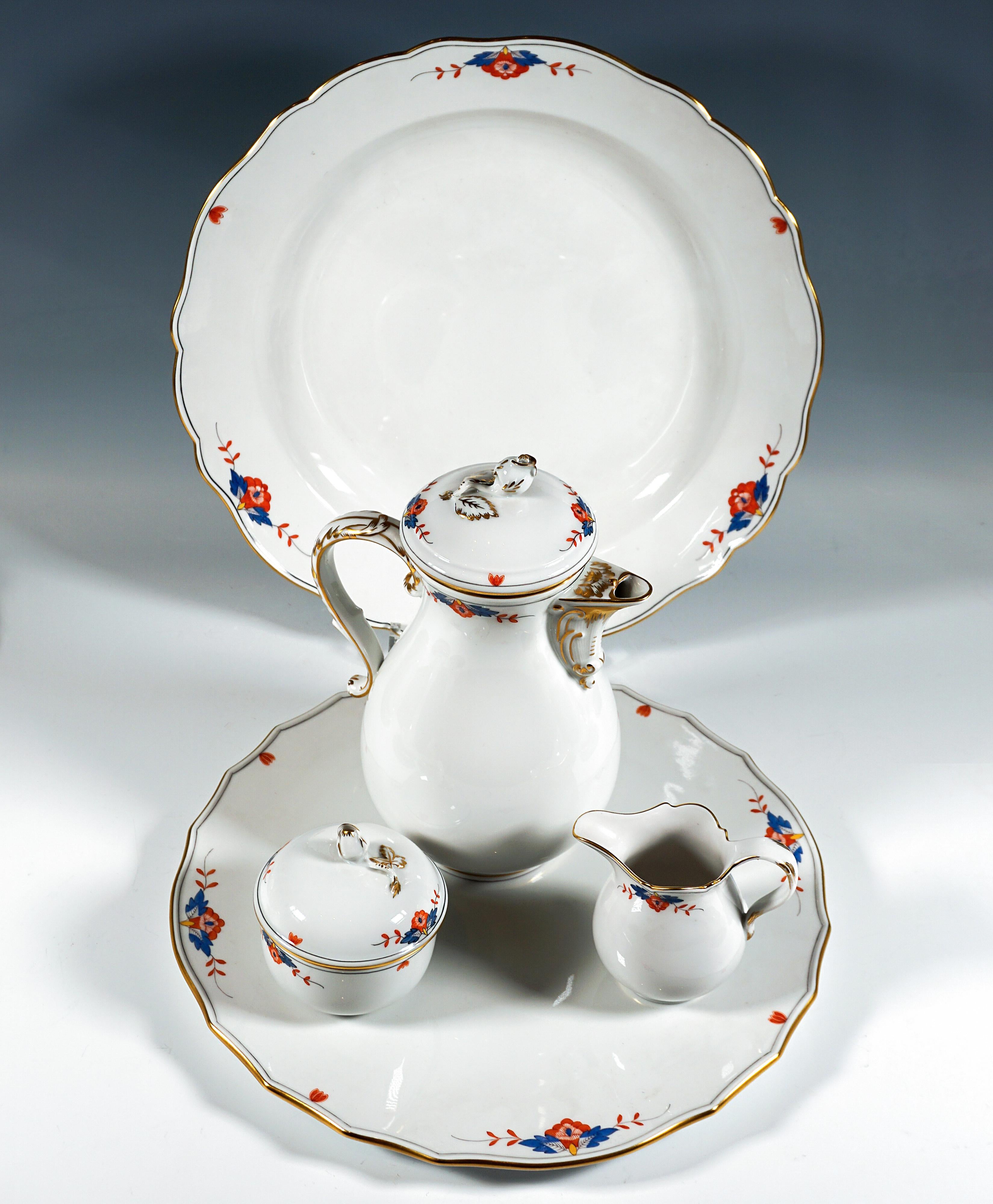 Other Meissen Coffee Set For 6 Persons Diadem, Indian Border No. 129, 20th Century For Sale