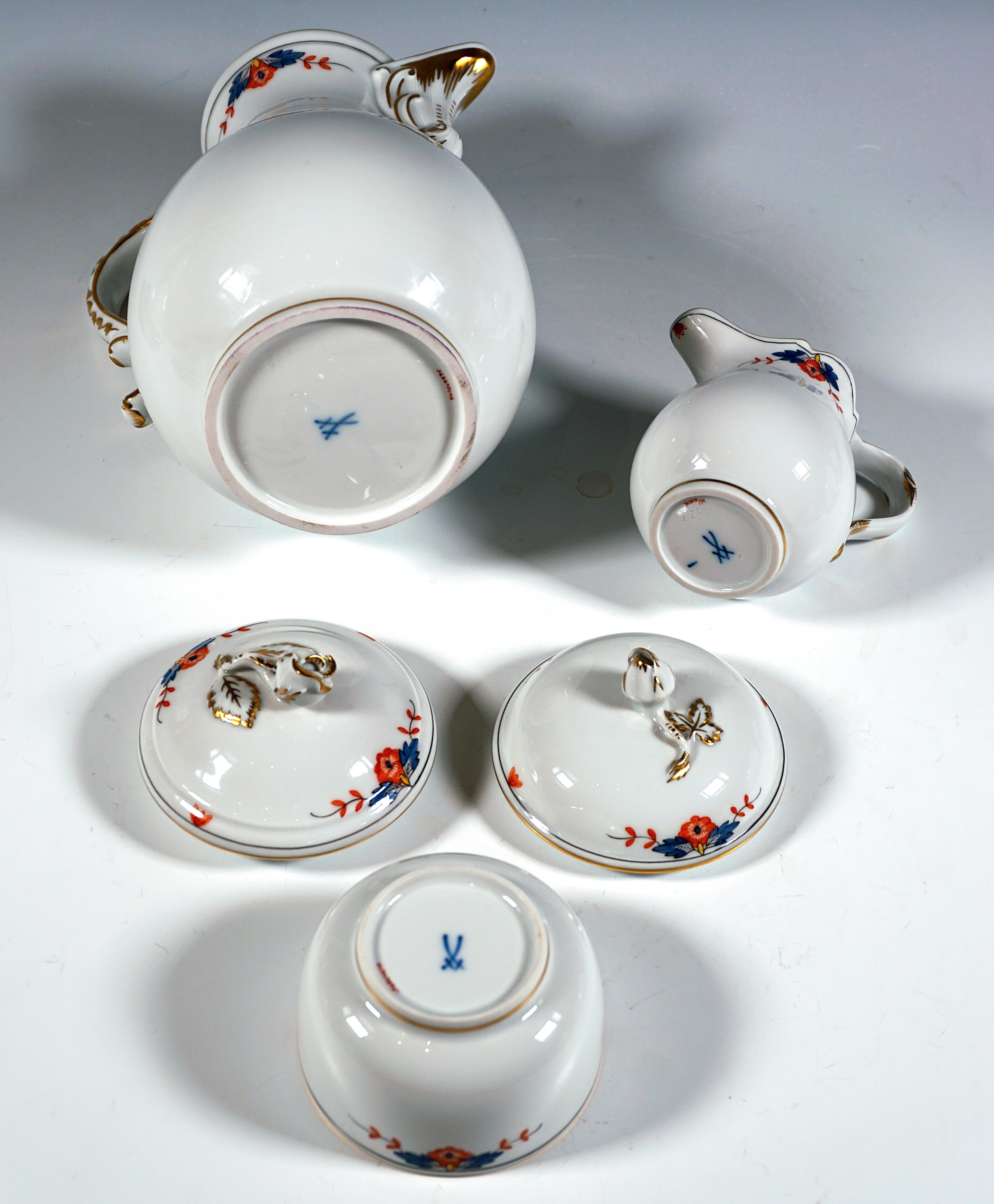 Meissen Coffee Set For 6 Persons Diadem, Indian Border No. 129, 20th Century In Good Condition For Sale In Vienna, AT
