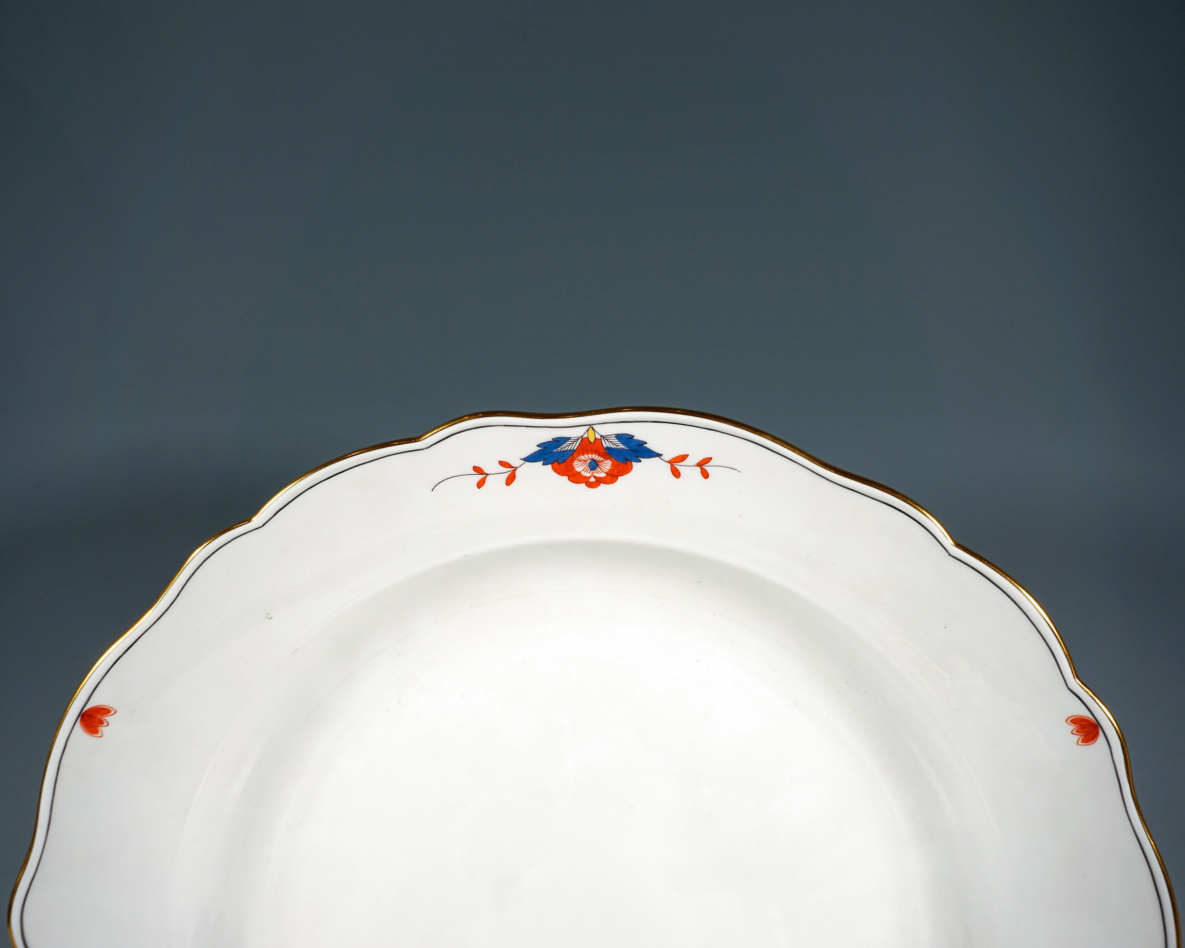 Mid-20th Century Meissen Coffee Set For 6 Persons Diadem, Indian Border No. 129, 20th Century For Sale