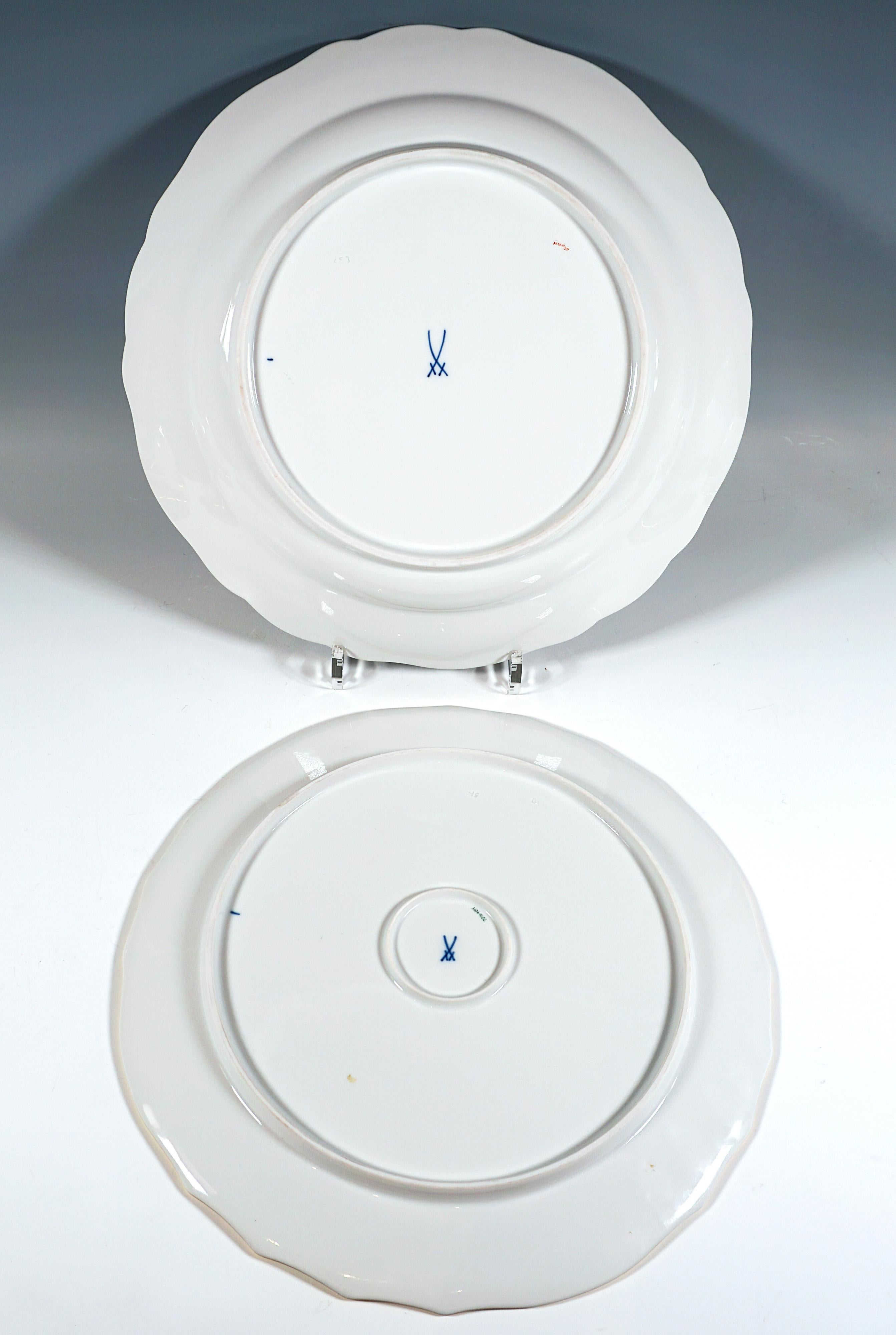 Porcelain Meissen Coffee Set For 6 Persons Diadem, Indian Border No. 129, 20th Century For Sale