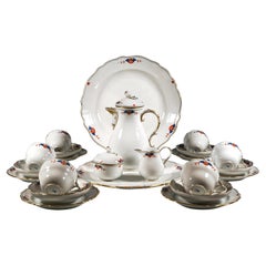 Meissen Coffee Set For 6 Persons Diadem, Indian Border No. 129, 20th Century