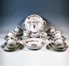 Meissen Coffee Set For 6 Persons Rich Dragon Black, Red & Gold, 20th Century