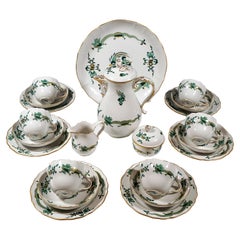 Meissen Coffee Set For 6 Persons Rich Dragon Green & Gold, 20th Century