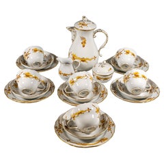 Meissen Coffee Set For 6 Persons Rich Dragon Yellow & Gold, 20th Century