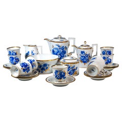 Meissen Coffee Set For 9 Persons With Cobalt Bouquet Painting & Gold, Early 19th