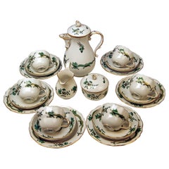 Meissen Coffee Set Rich Green Dragon Decor Nr 320310 Six Persons Made circa 1970