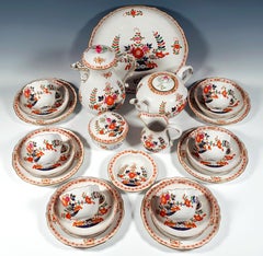 Meissen Coffee & Tea Set For 6 People, Indian Flowers Coloured & Gold, 20th C.