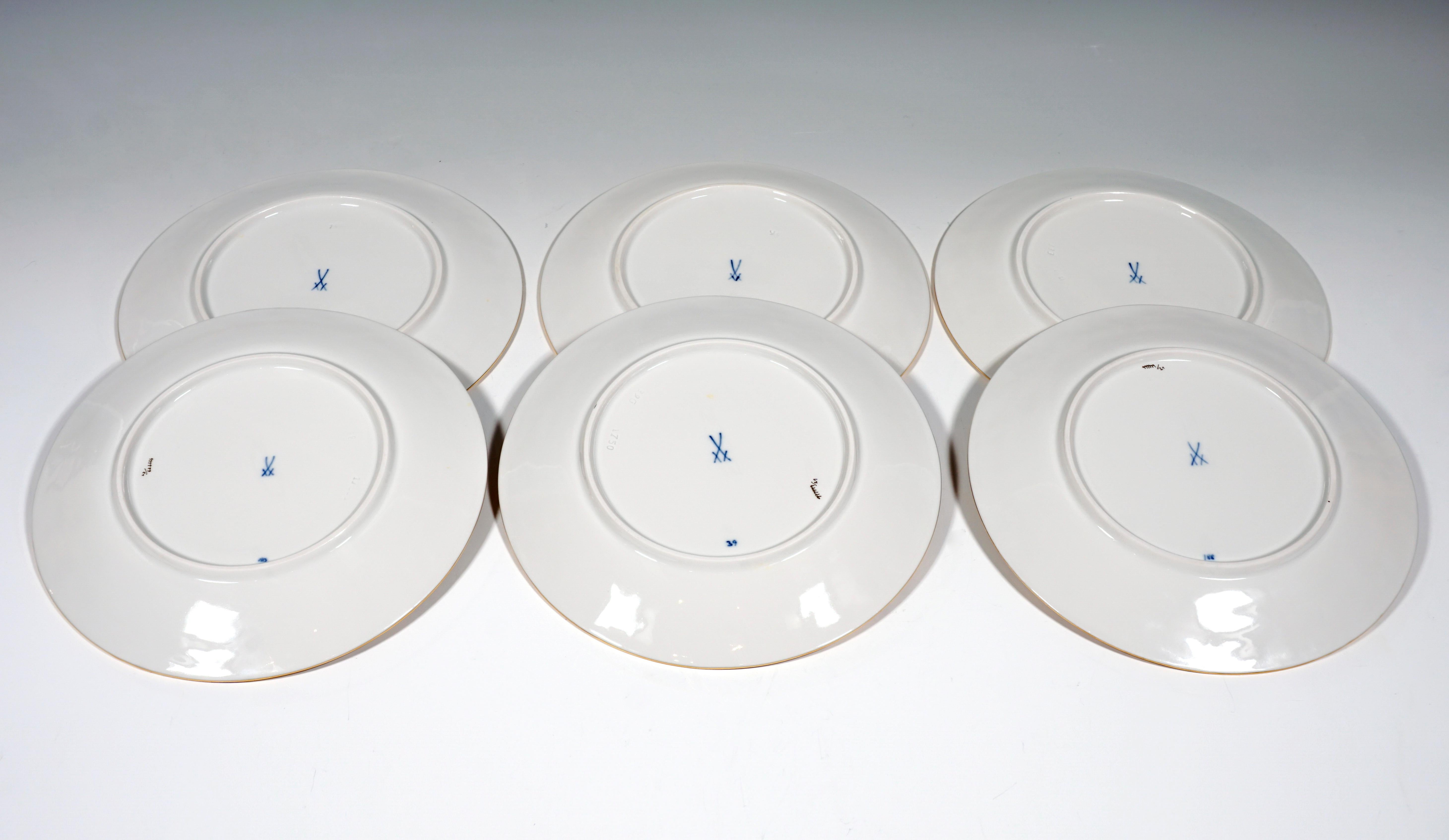 Porcelain Meissen Coffee & Tea Set For 6 Persons, X-Shape, With Elaborate Gold Decor