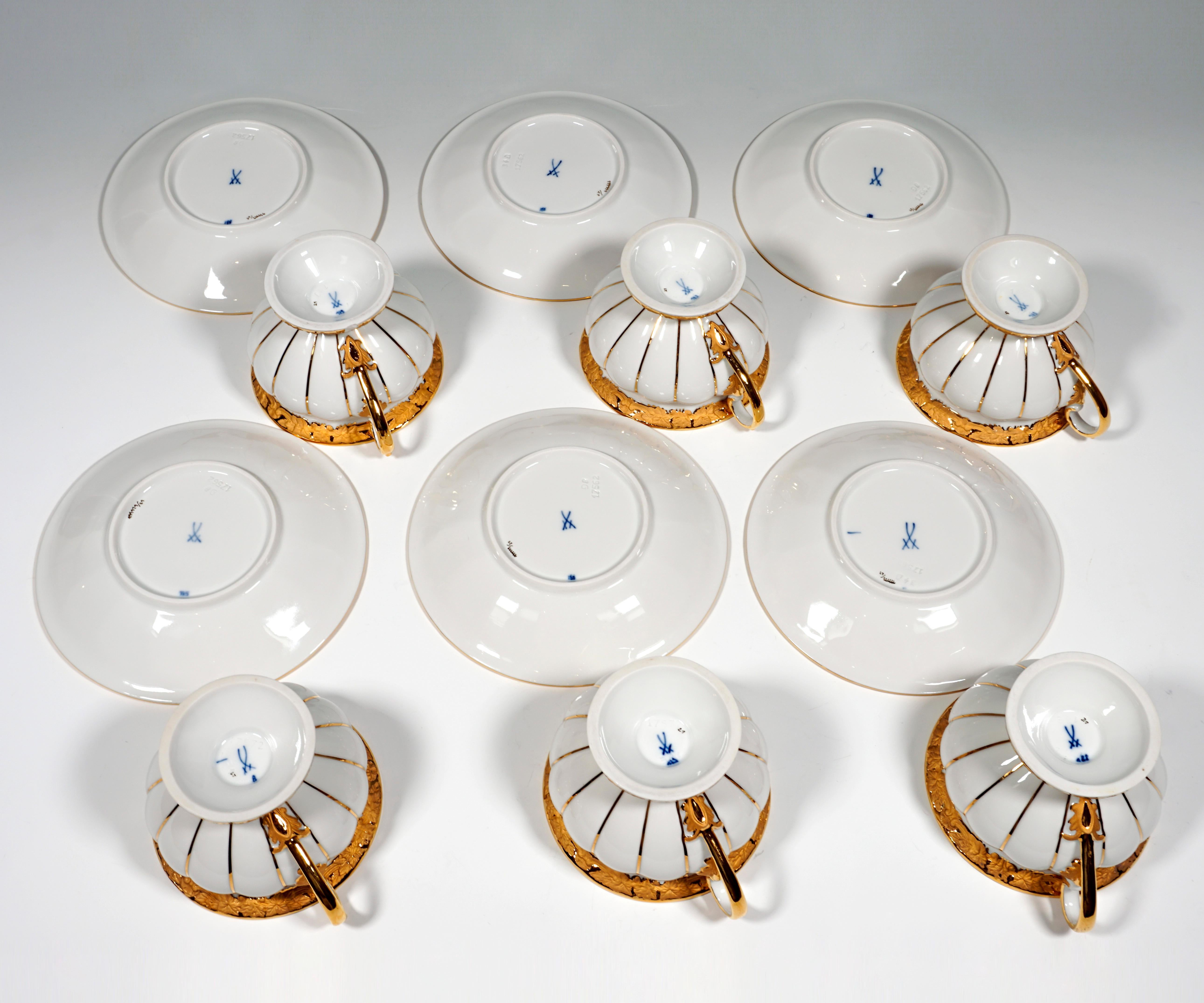 Meissen Coffee & Tea Set For 6 Persons, X-Shape, With Elaborate Gold Decor 2