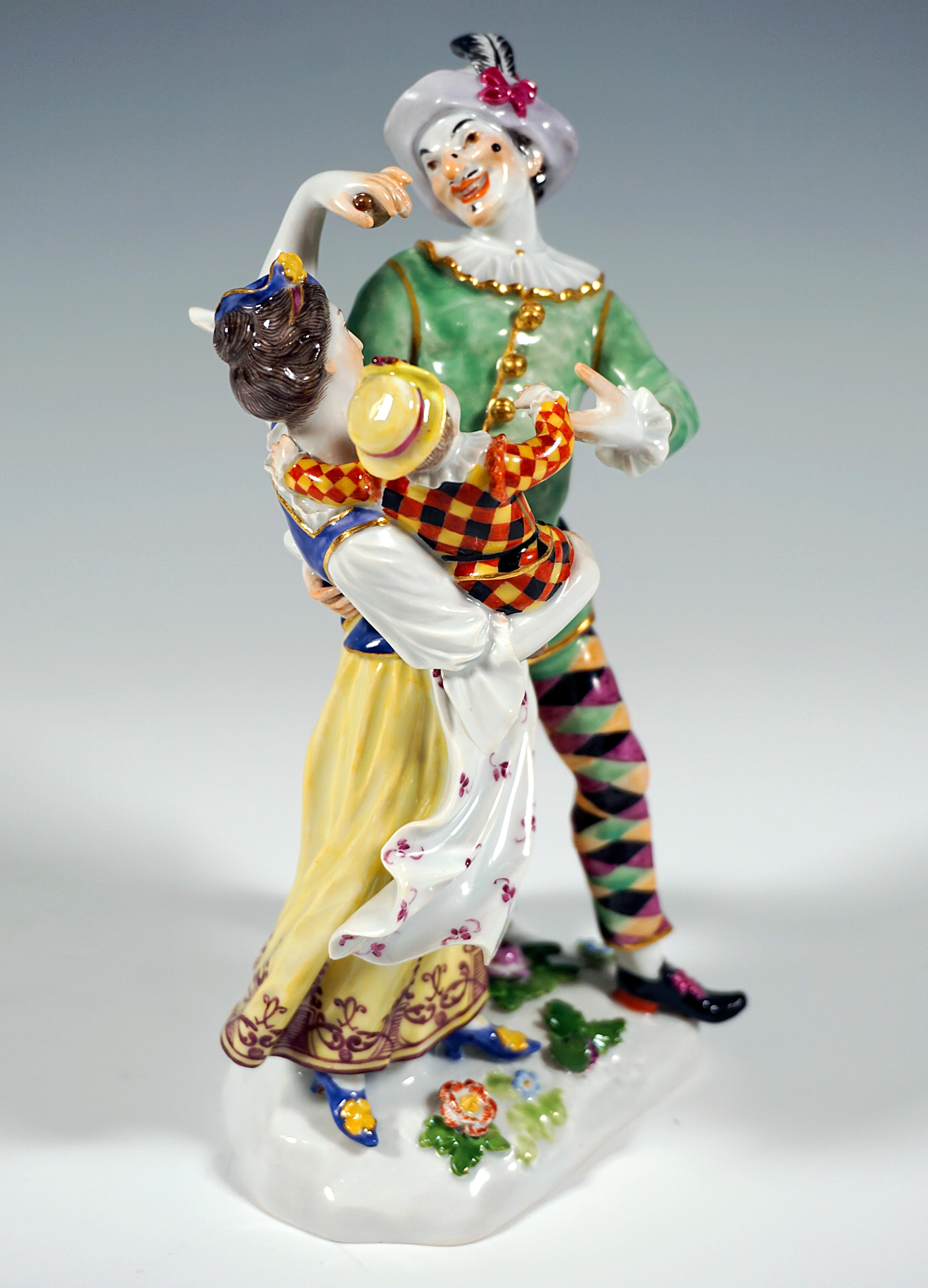 Hand-Crafted Meissen Commedia Dell'Arte Group Harlequin Family by J.J. Kaendler Germany c1870 For Sale