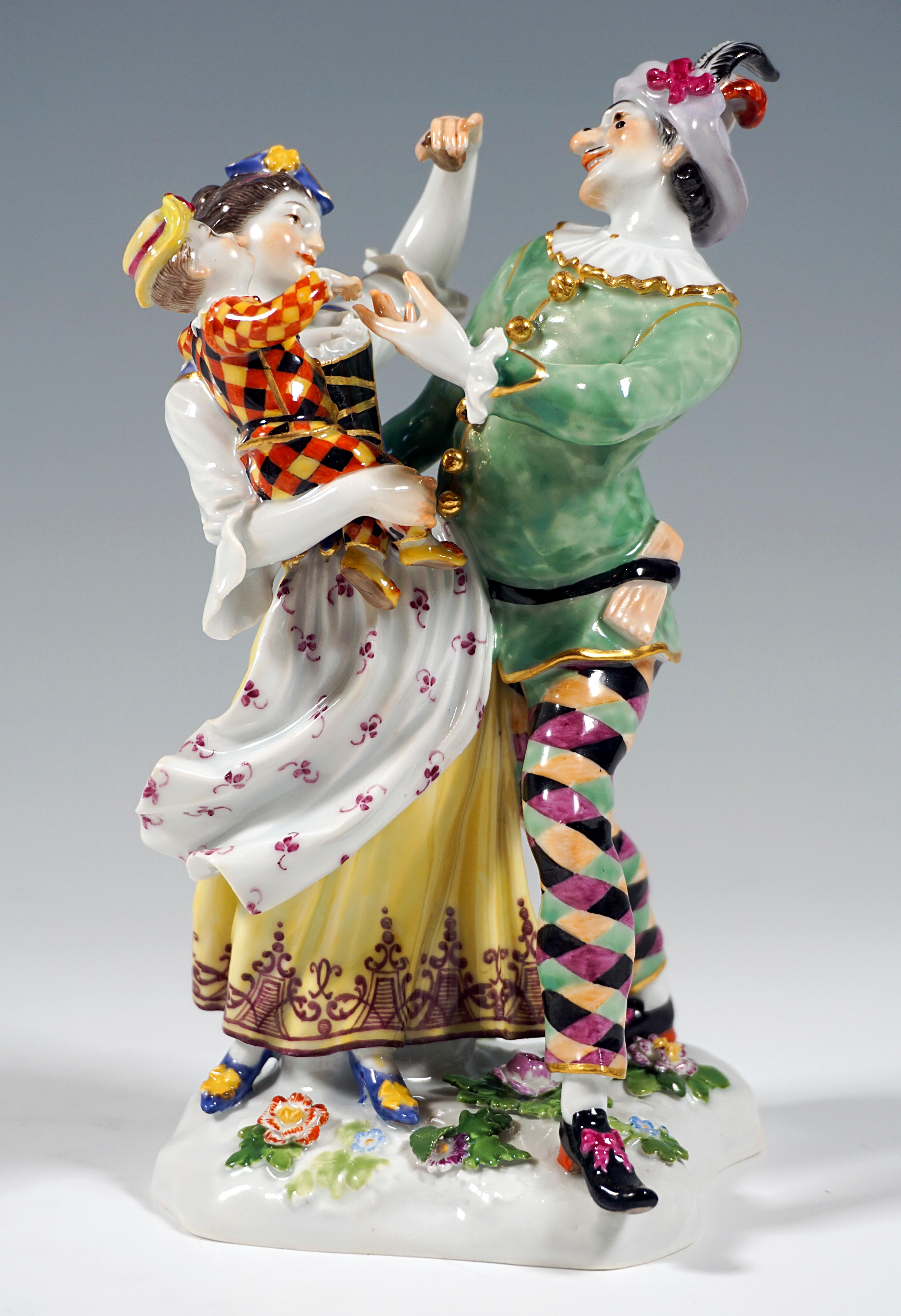 Meissen Commedia Dell'Arte Group Harlequin Family by J.J. Kaendler Germany c1870 In Good Condition For Sale In Vienna, AT