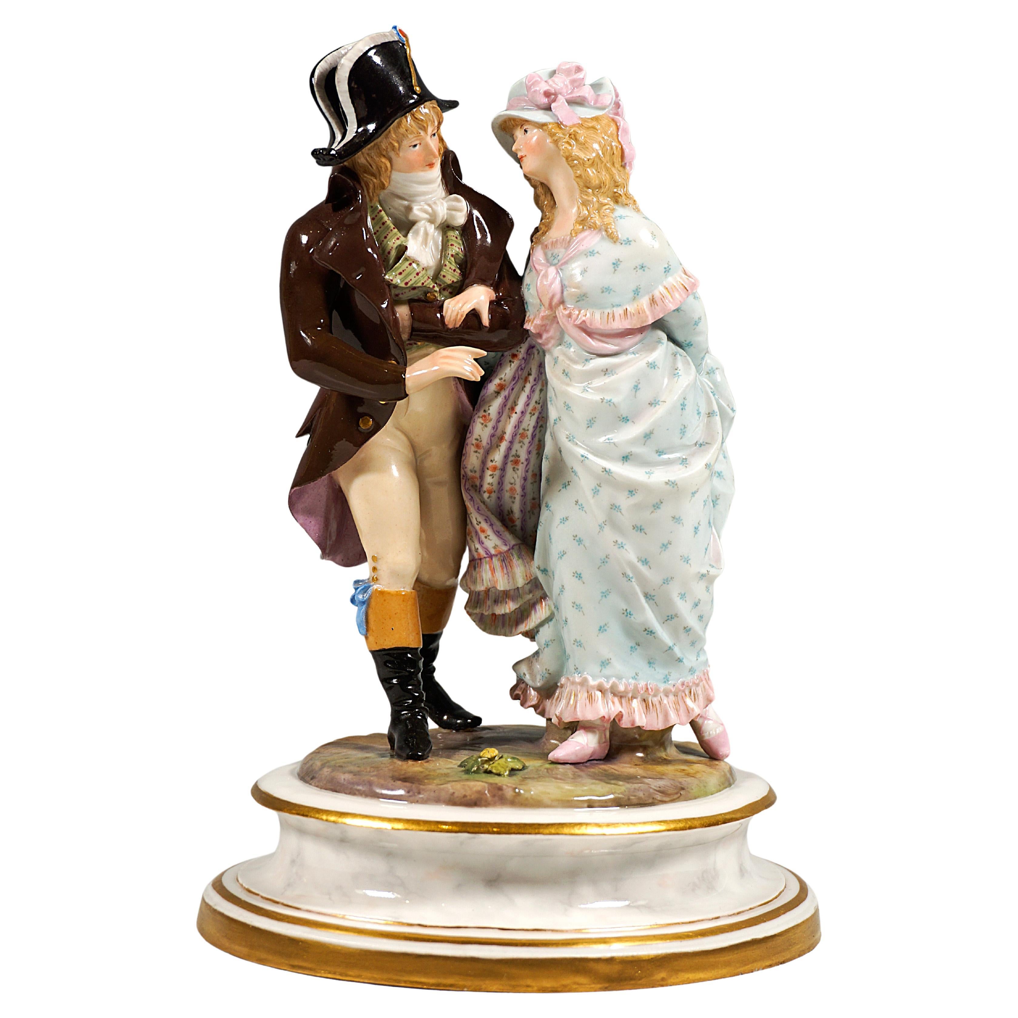 Meissen Costume Group, Couple Dressed In Empire Style, by H. Goeschl, Ca 1940 For Sale