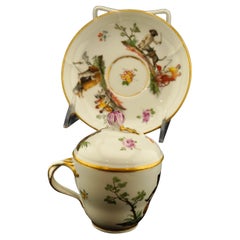 Meissen Covered Cup and Saucer With Anthropomorphic Decoration Circ 17&0