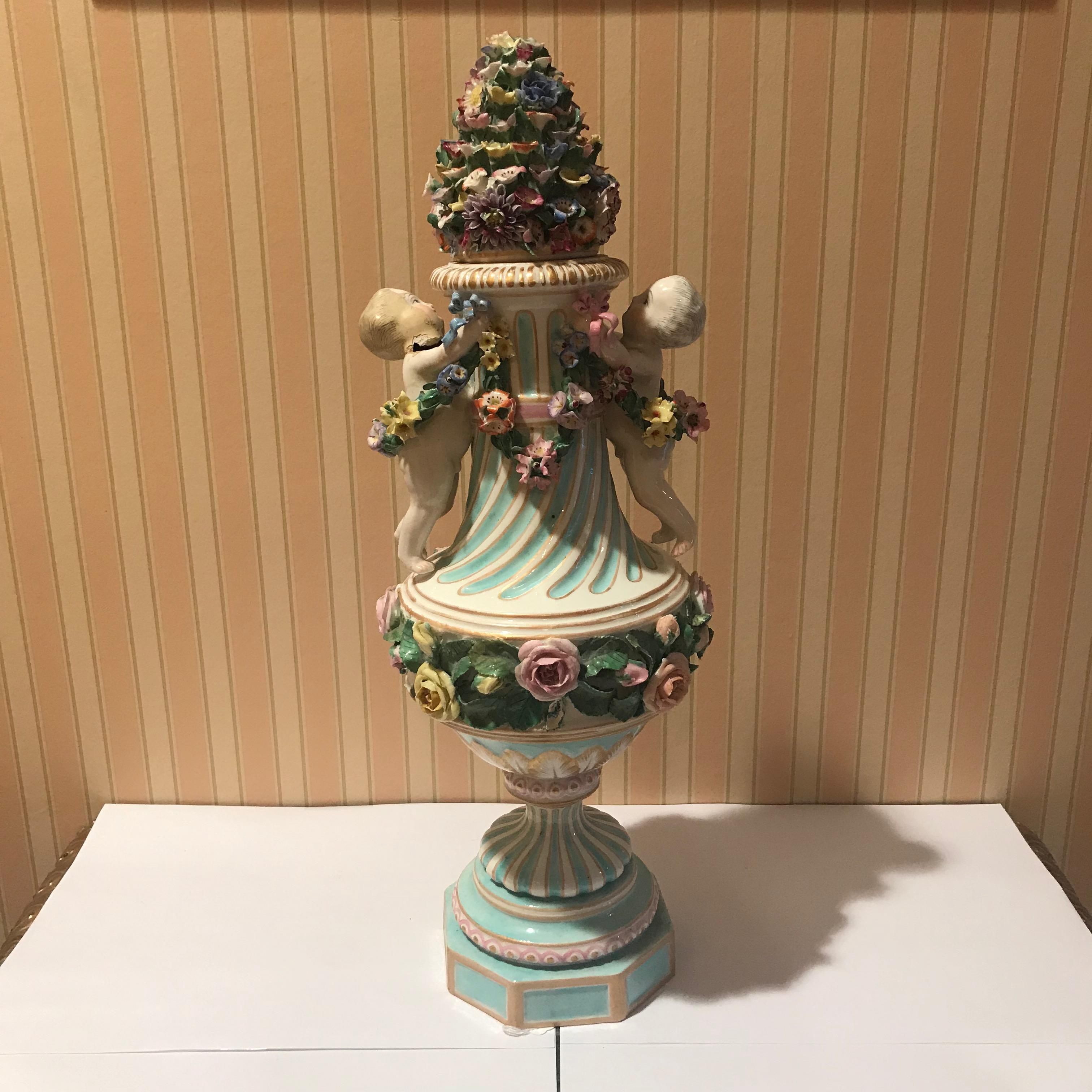 18th Century Meissen Covered Figural Vase, 1774-1815