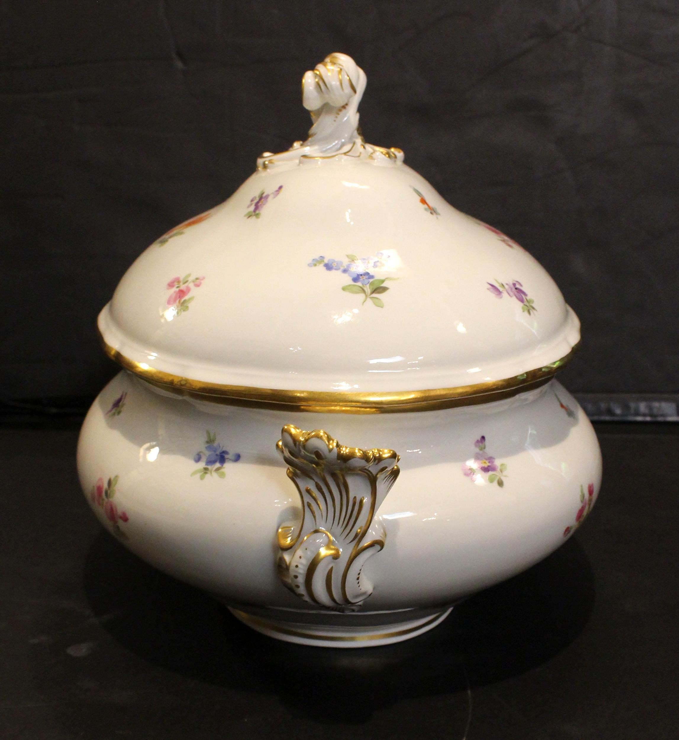 Grand Meissen Überdachte Suppenterrine & Untertasse im Angebot 1