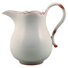 Meissen Cream Jug in White Porcelain with Red Decoration, Approx. 1930