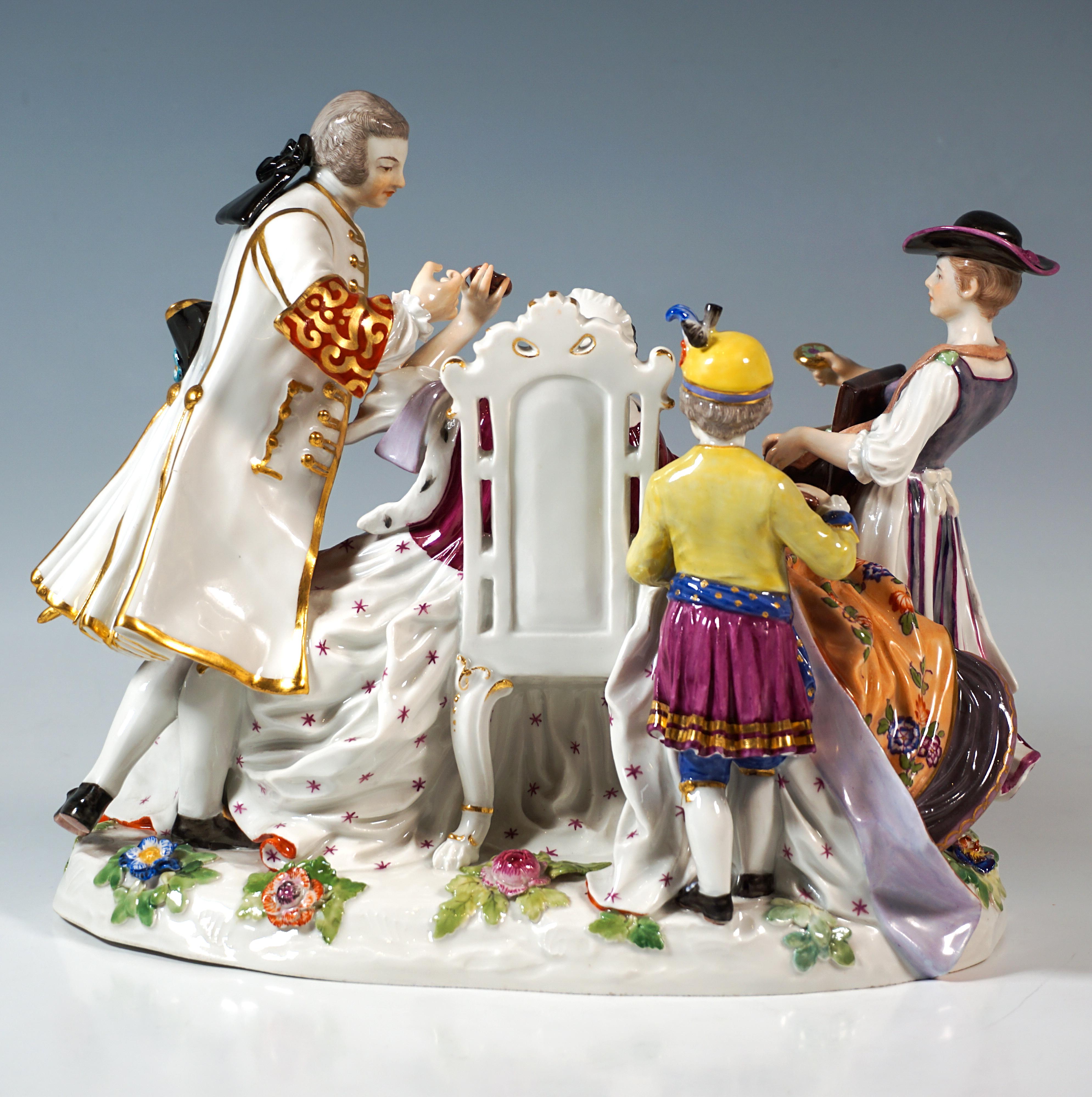 Rococo Groupe de crinolines de Meissen 'The Heart Box Sale', par J.J. Kaendler, Allemagne, vers 1850 en vente