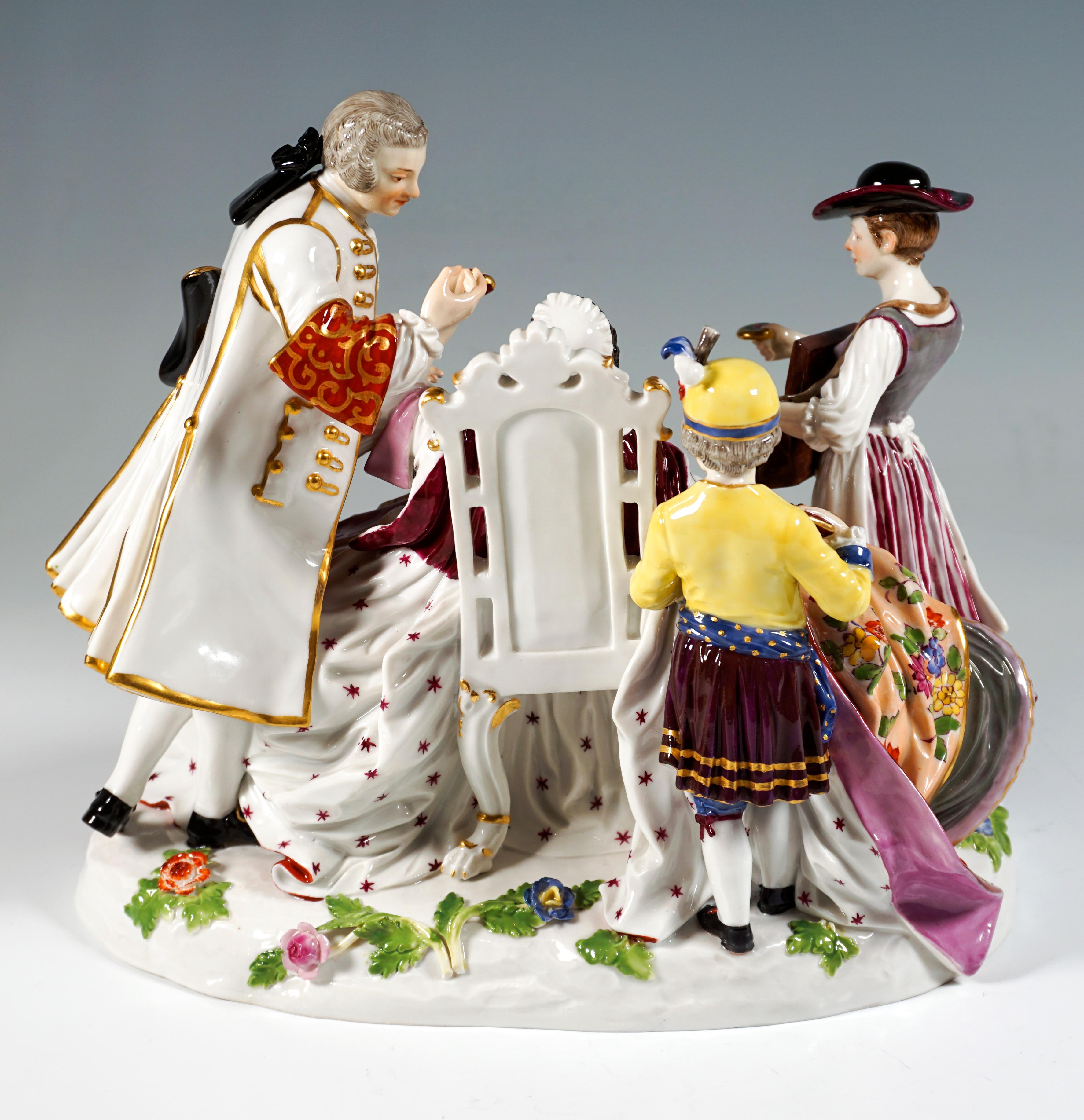 Meissen Crinoline Group 'The Heart Box Sale', by J.J. Kaendler, Germany, ca 1850 1