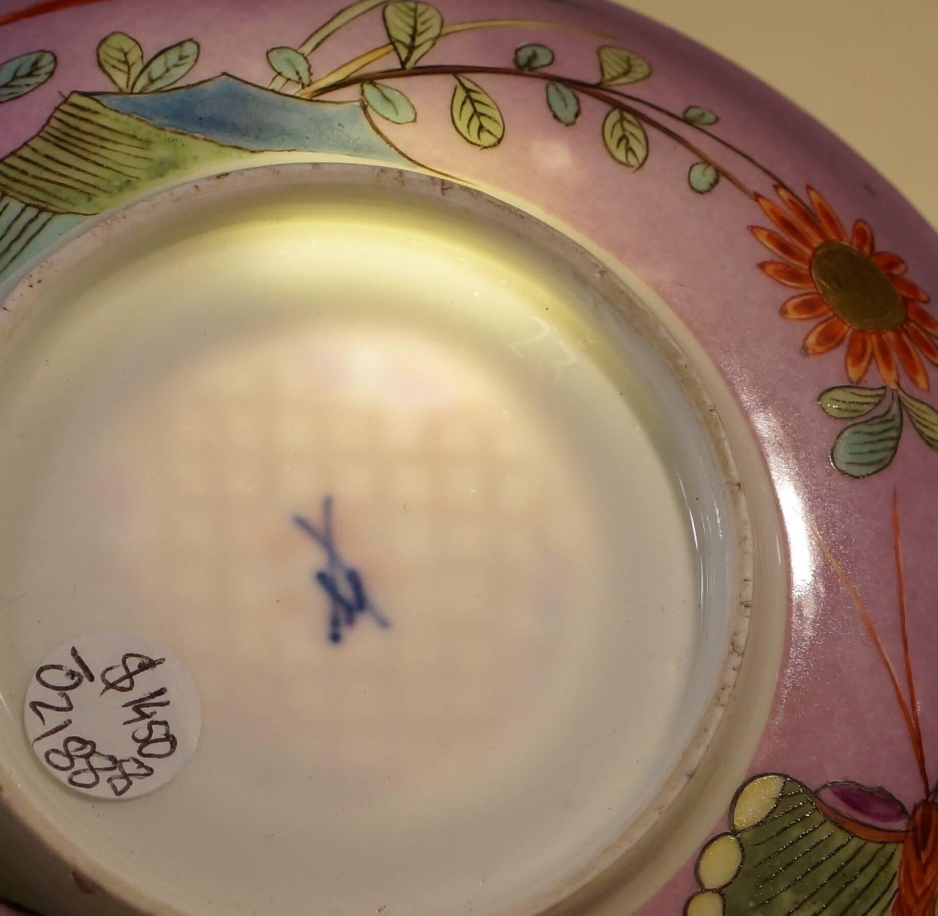 Mid-18th Century Meissen Cup and Saucer with Purple Ground