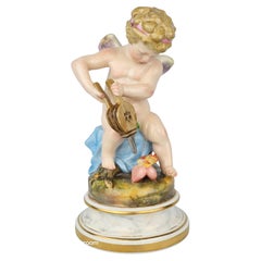 Antique Meissen Cupid Fanning Hearts with Bellows