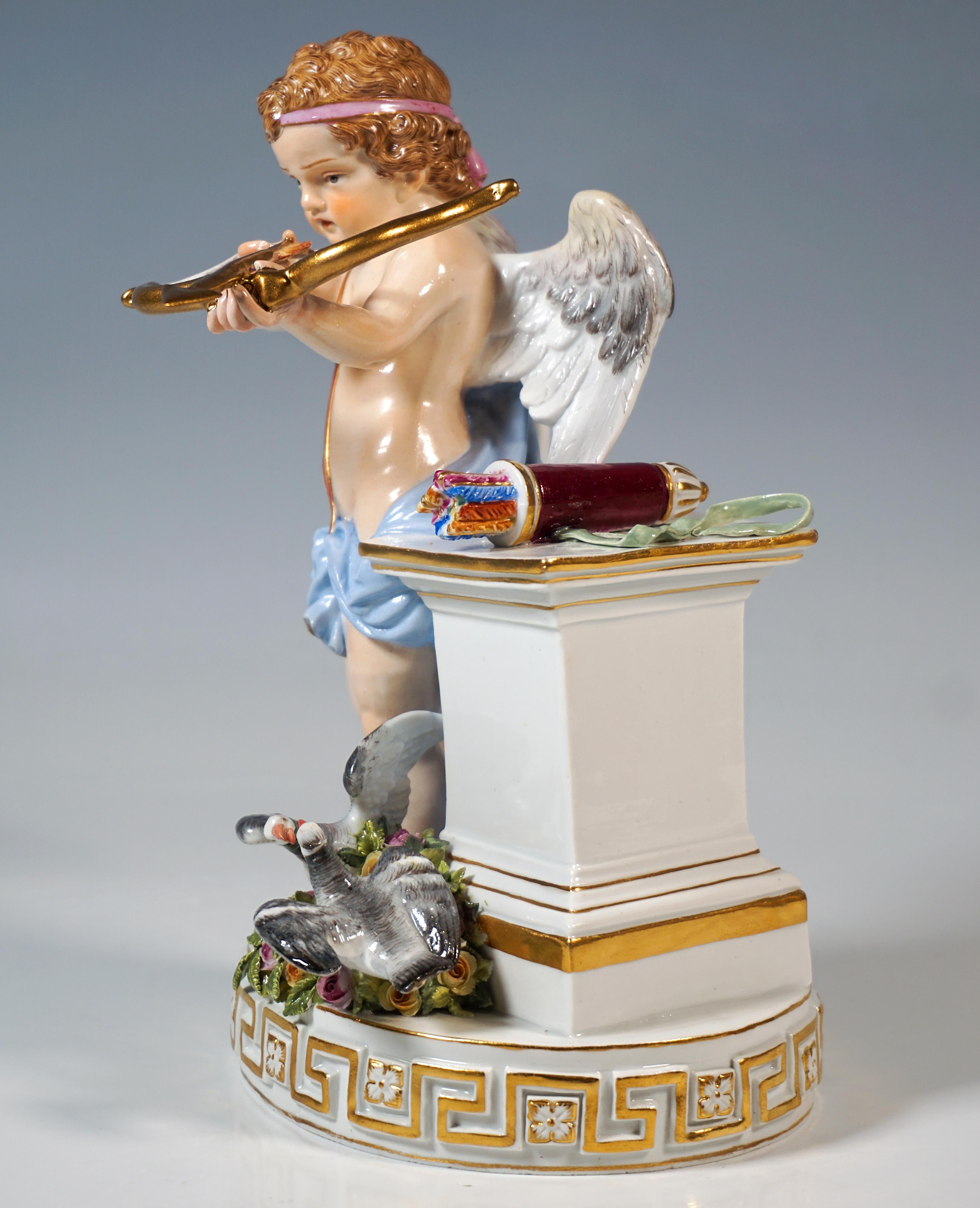 Meissen Cupid Figure 'Je Les Enflamme', By M. V. Acier, Germany, Circa 1870 In Good Condition For Sale In Vienna, AT