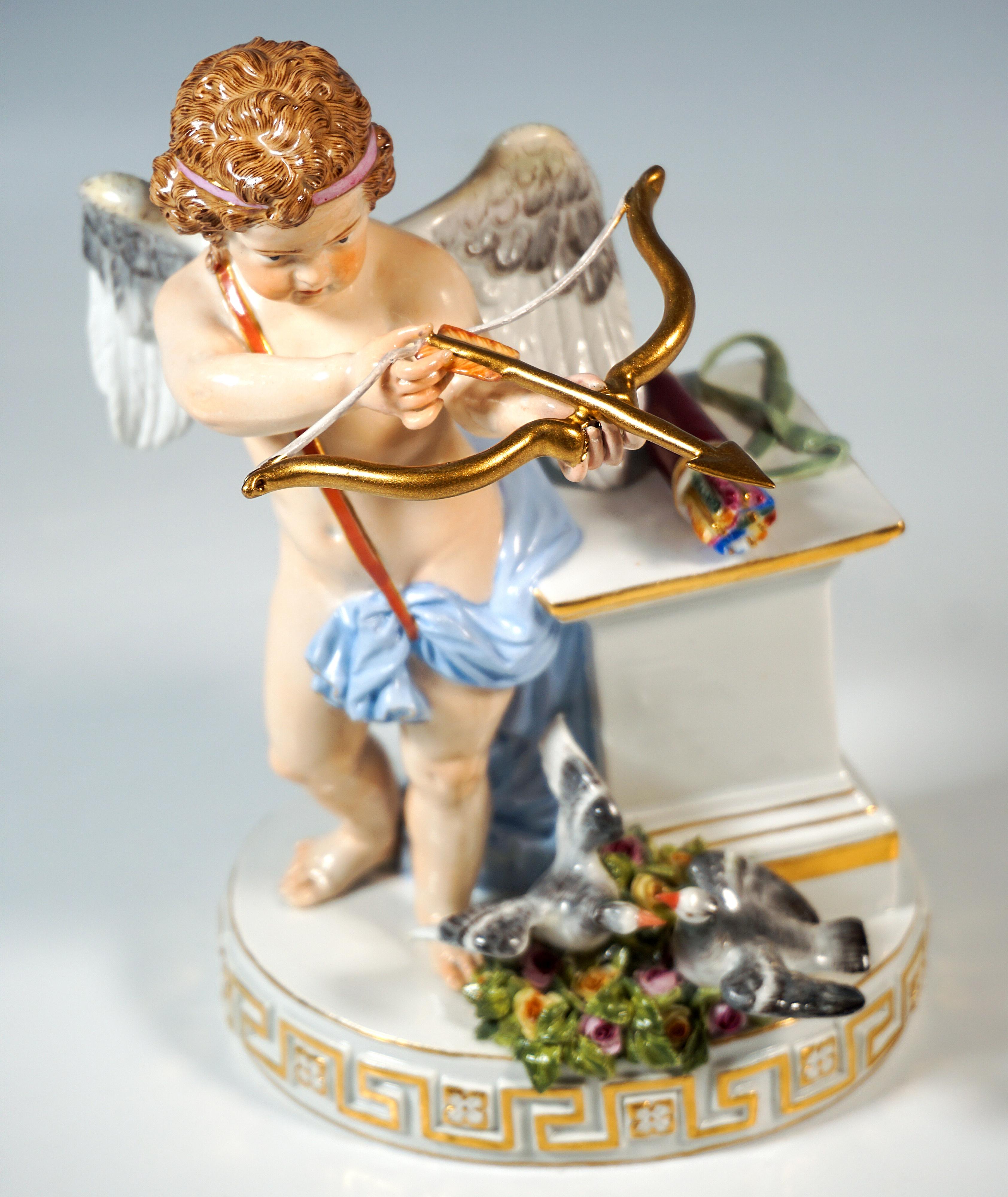 Meissen Cupid Figure 'Je Les Enflamme', By M. V. Acier, Germany, Circa 1870 For Sale 1