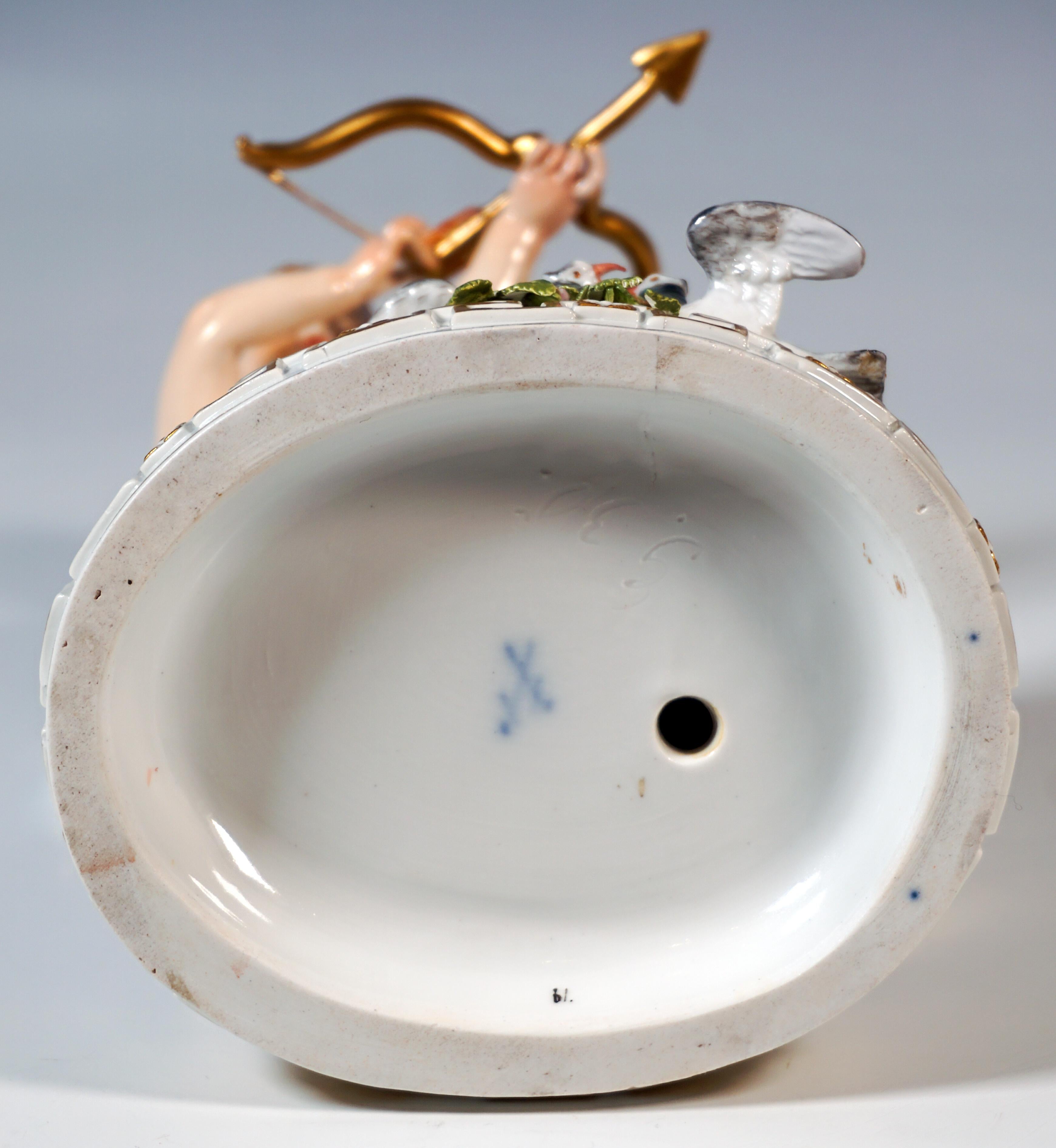 Meissen Cupid Figure 'Je Les Enflamme', By M. V. Acier, Germany, Circa 1870 For Sale 2