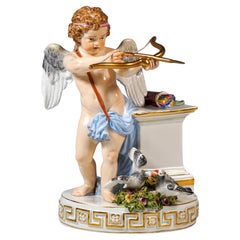 Meissen Cupid Figure 'Je Les Enflamme', By M. V. Acier, Germany, Circa 1870