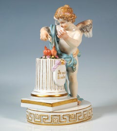 Meißner Amor-Figur 'Je Mets Le Calme', von M. V. Acier, Deutschland, um 1870