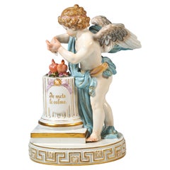 Meissen Cupid Figure 'Je Mets Le Calme', By M. V. Acier, Germany, Circa 1870