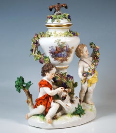 Meissen Cupid Group With Dog And Potpourri, By J.J. Kaendler, Germany, Ca 1870