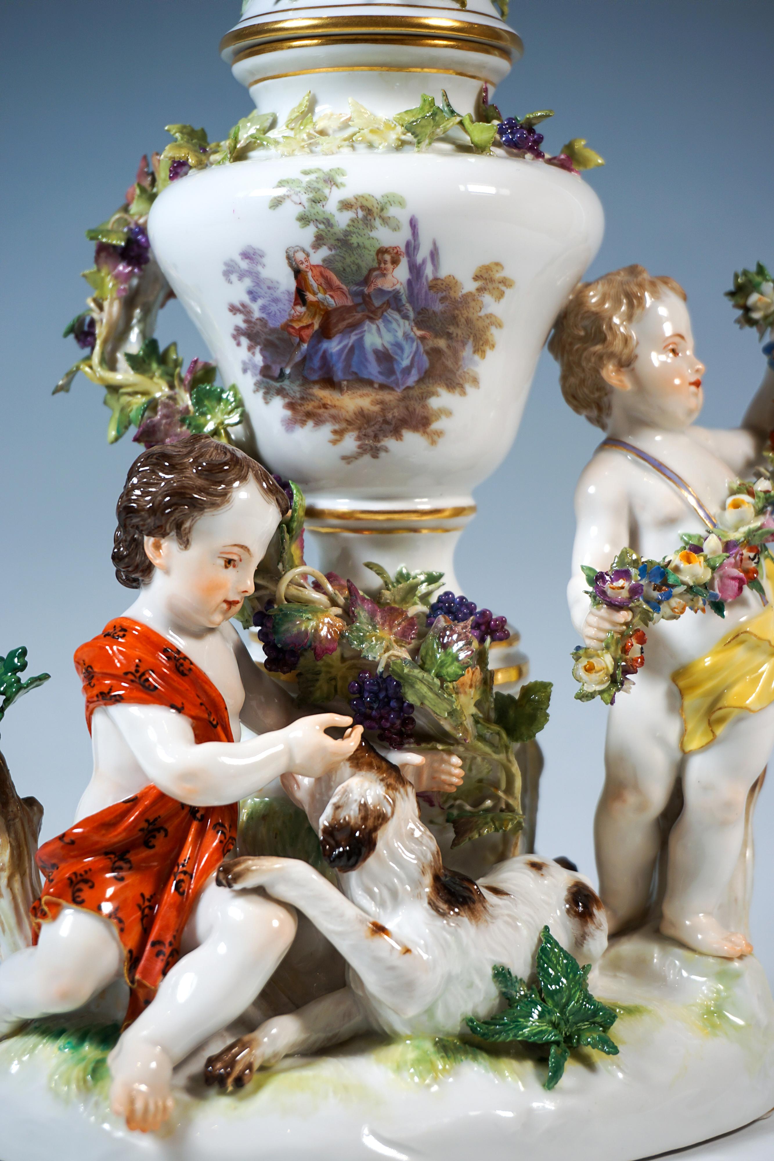 Meissener Amor-Gruppe mit Hund und Potpourri, von J.J. Kaendler, Deutschland, um 1870 im Angebot 2