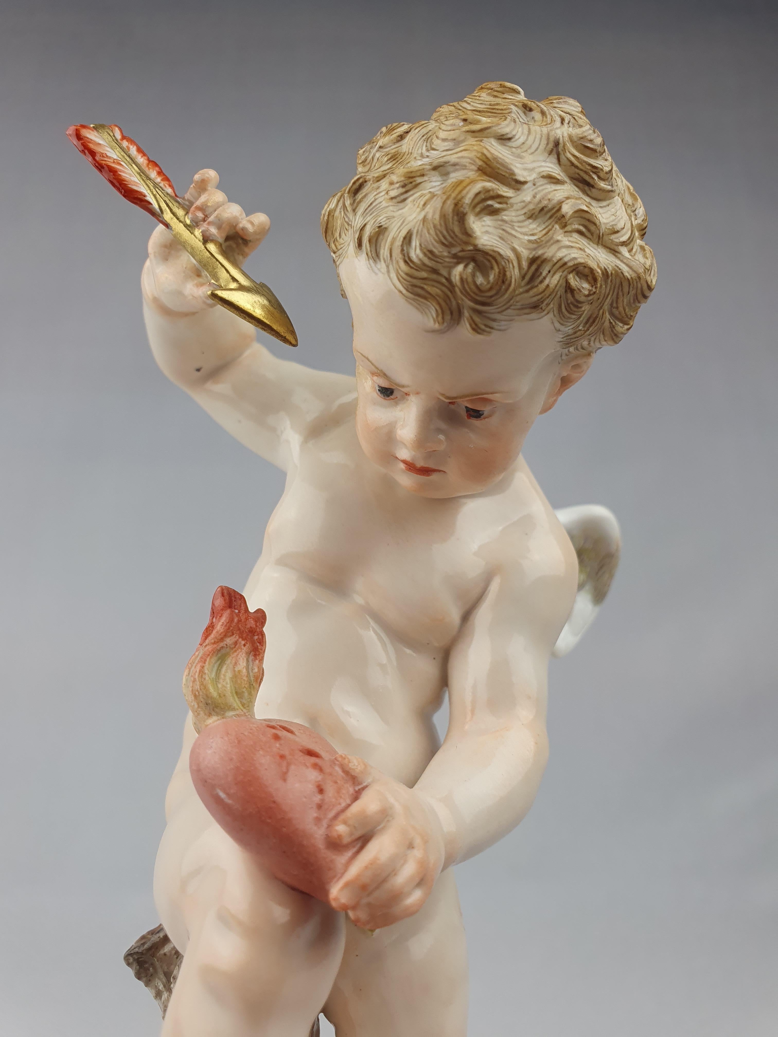 German Meissen Cupid Stabbing Heart with Arrow For Sale