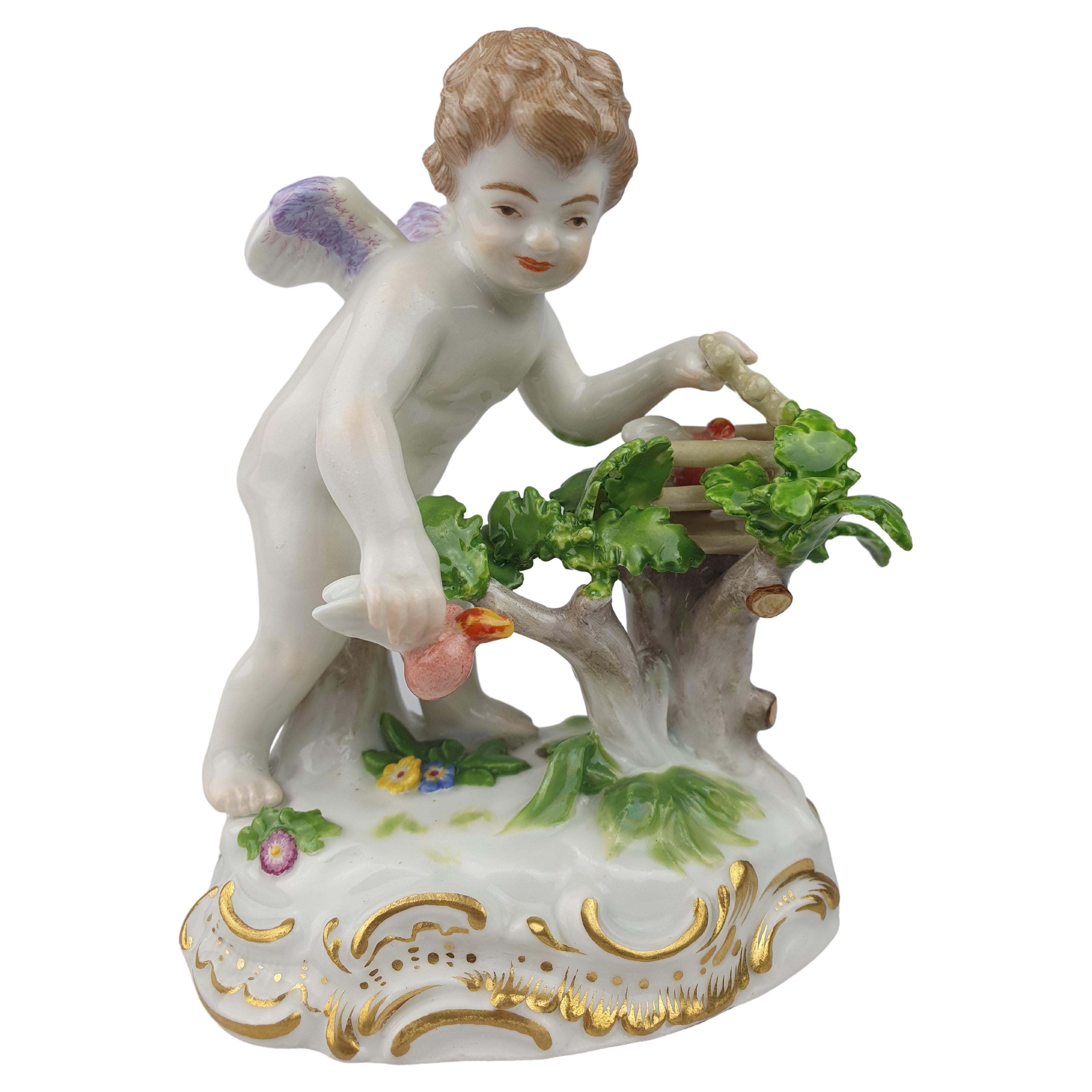 Meissen Cupid with Flaming Heart For Sale