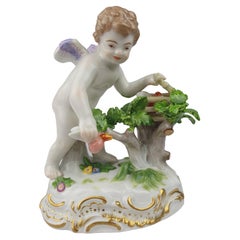 Antique Meissen Cupid with Flaming Heart