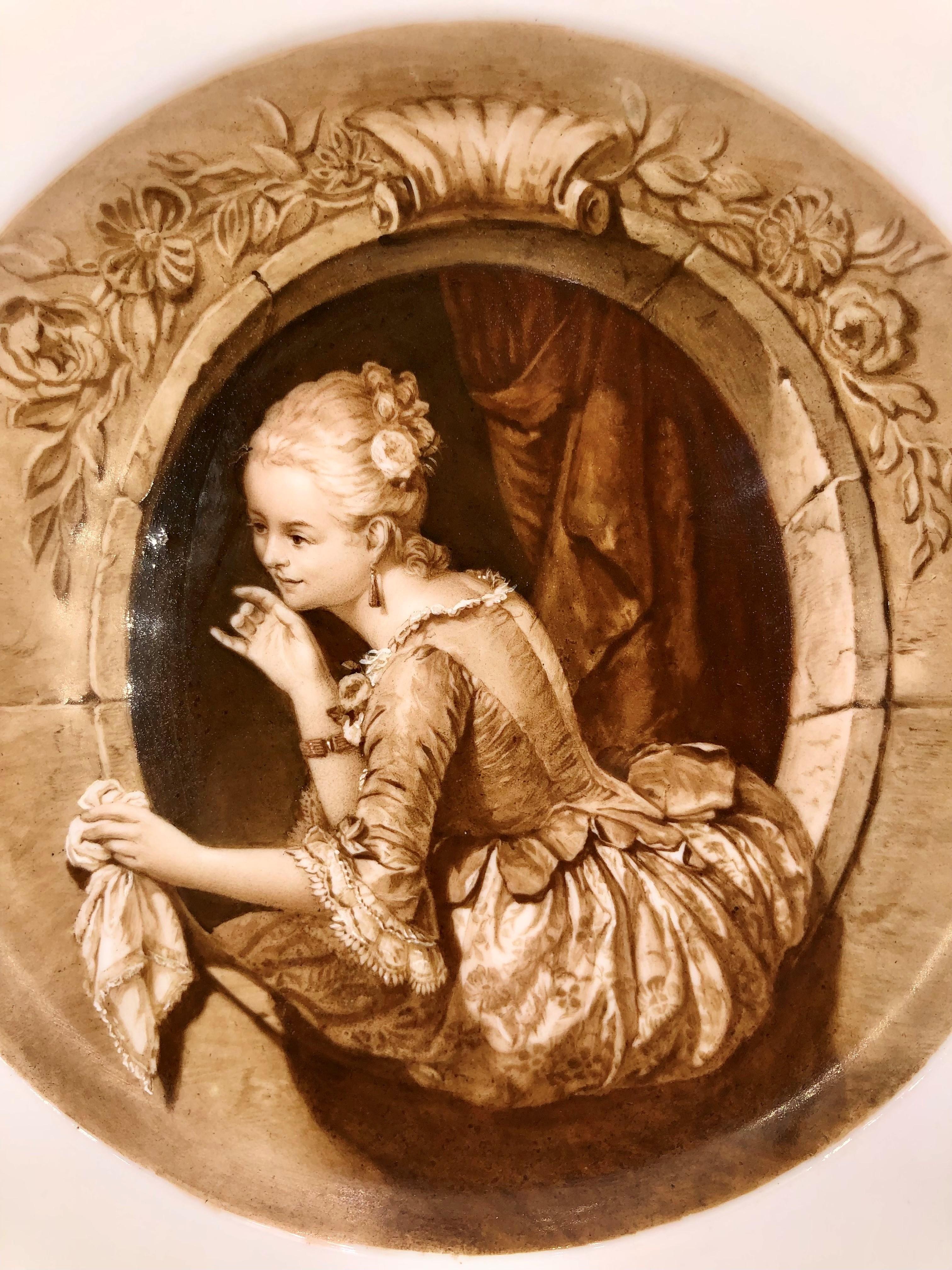 Peint à la main Ancienne assiette à dessert victorienne de Meissen, vers 1815-1860. en vente