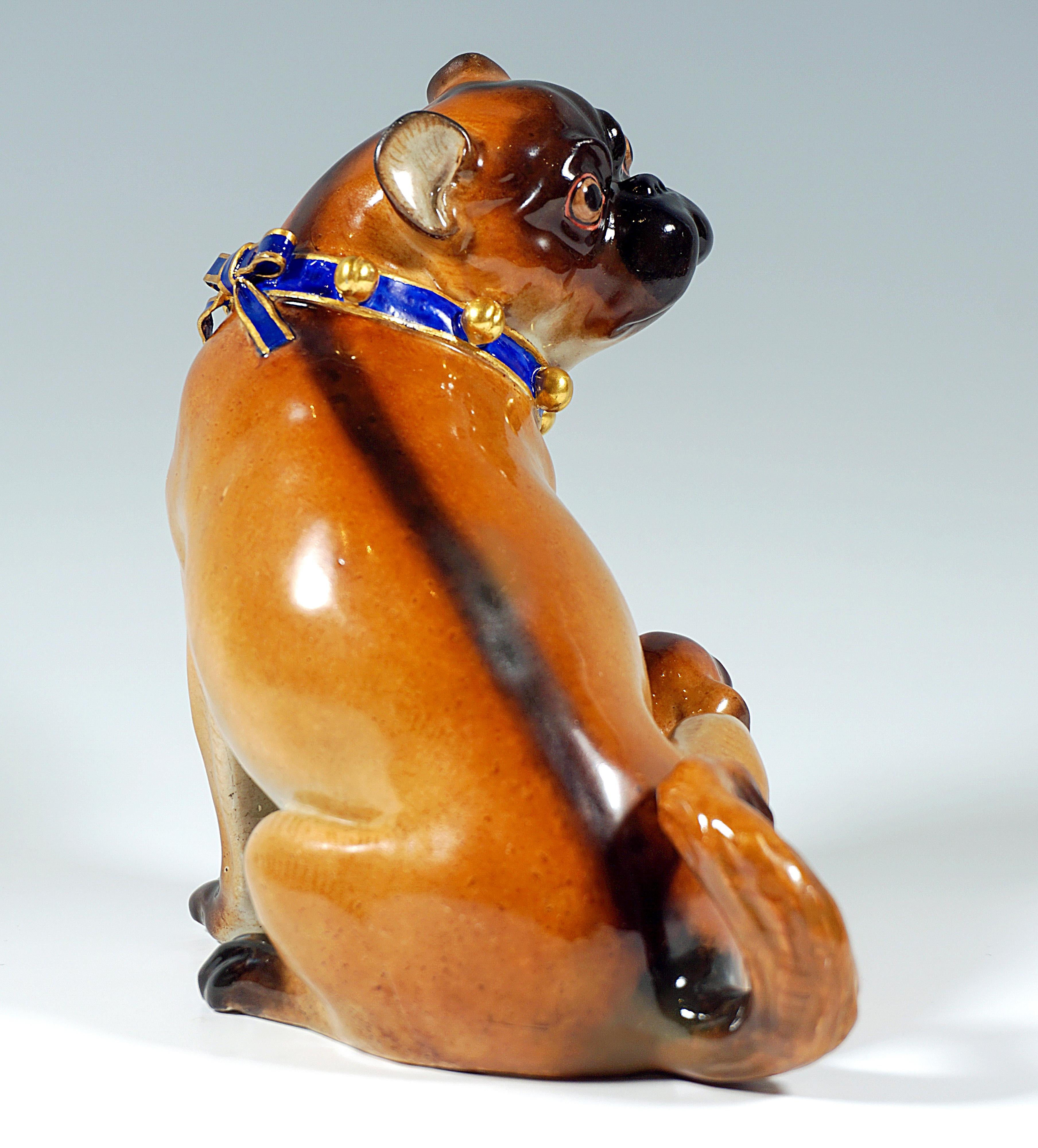 Hand-Crafted Meissen Dog Group Pug with Puppy and Bells by J.J. Kaendler Germany, circa 1850 For Sale