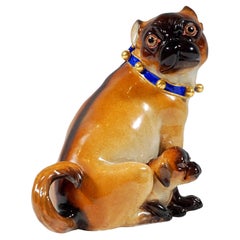Meissen Dog Group Pug with Puppy and Bells by J.J. Kaendler Germany, circa 1850