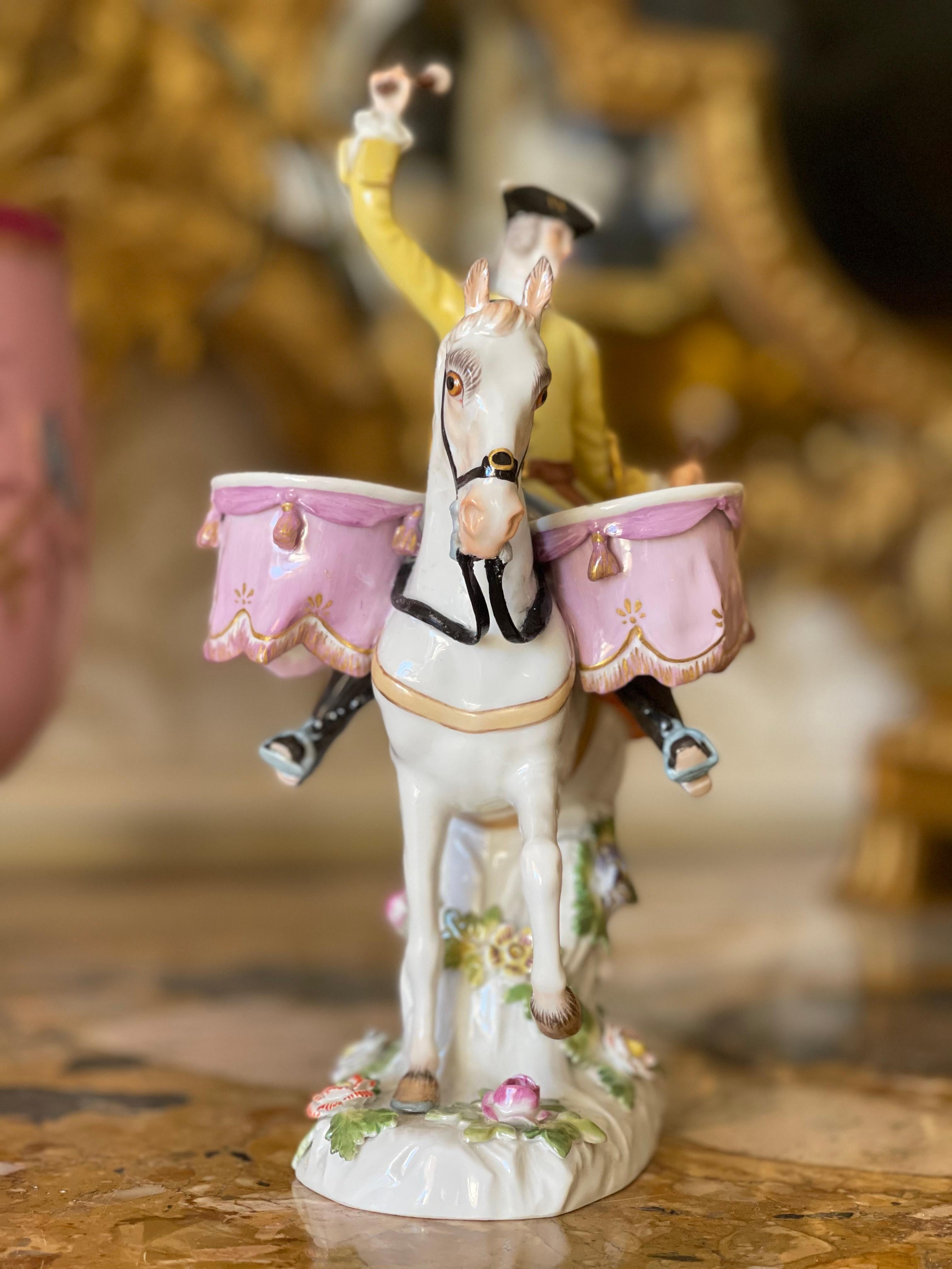 French Meissen, Drum Rider Porcelain Subject, 20th Century For Sale