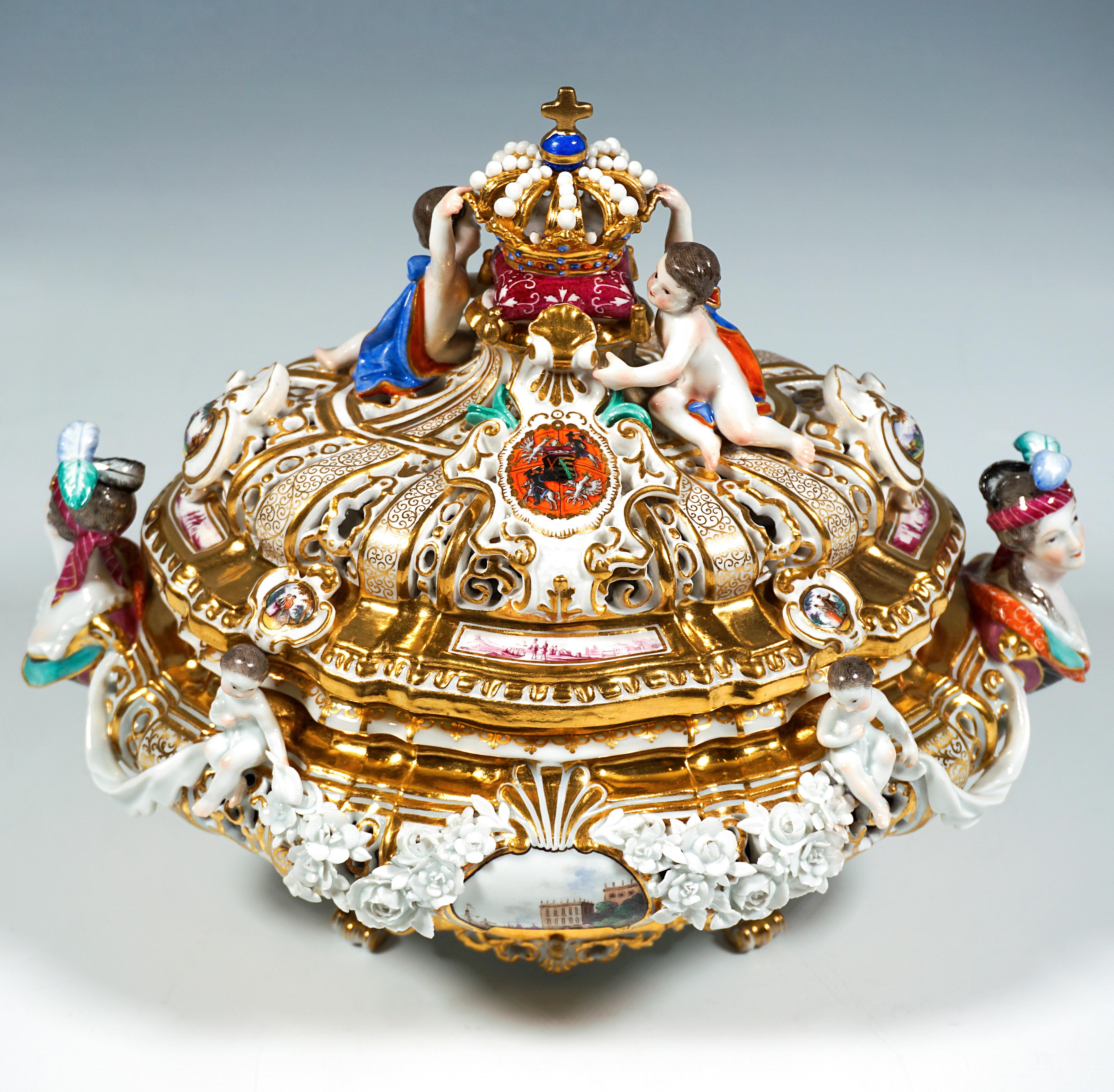 Allemand Soupière à couronne de Meissen 