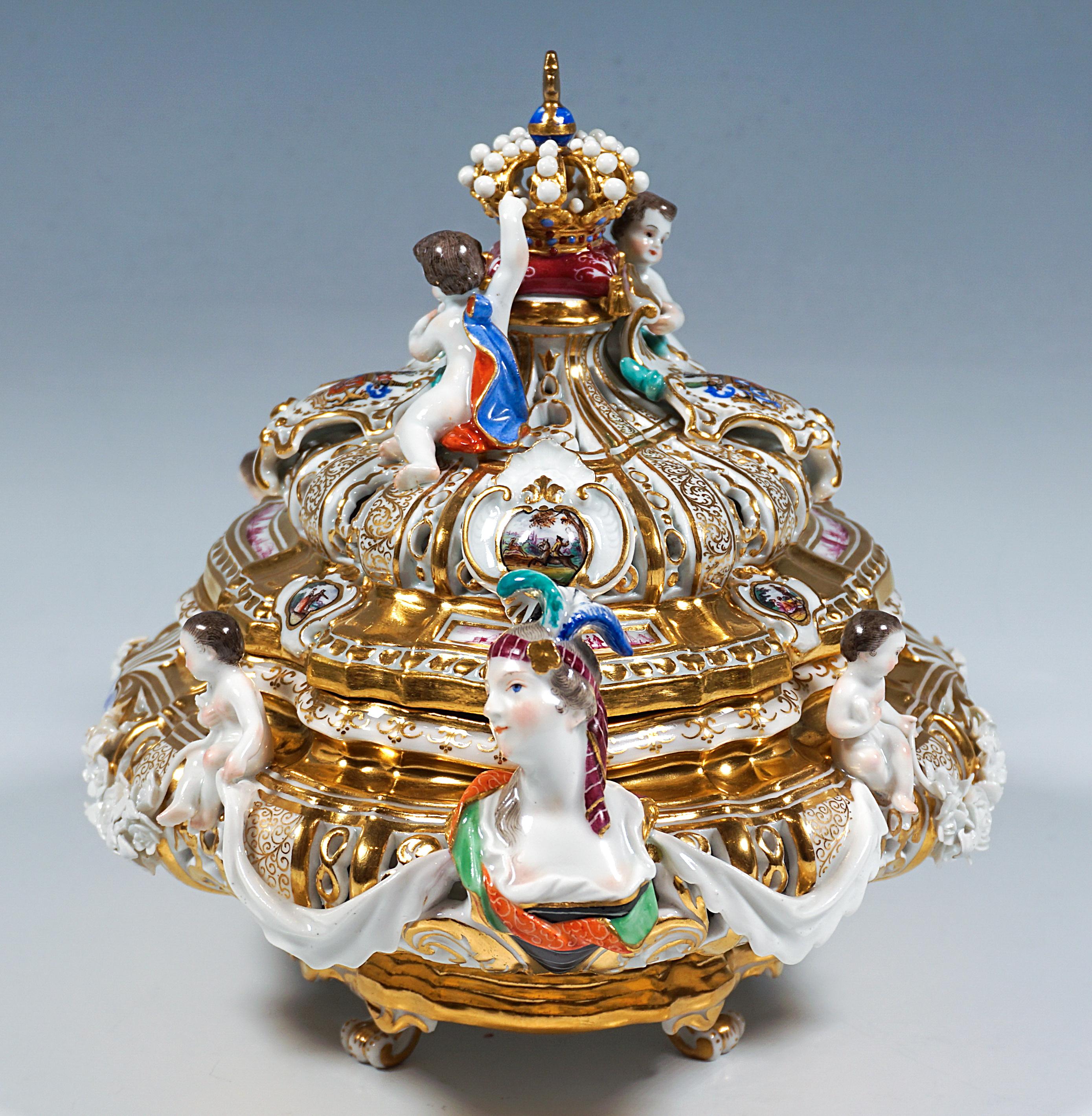 Allemand Soupière à couronne de Meissen 