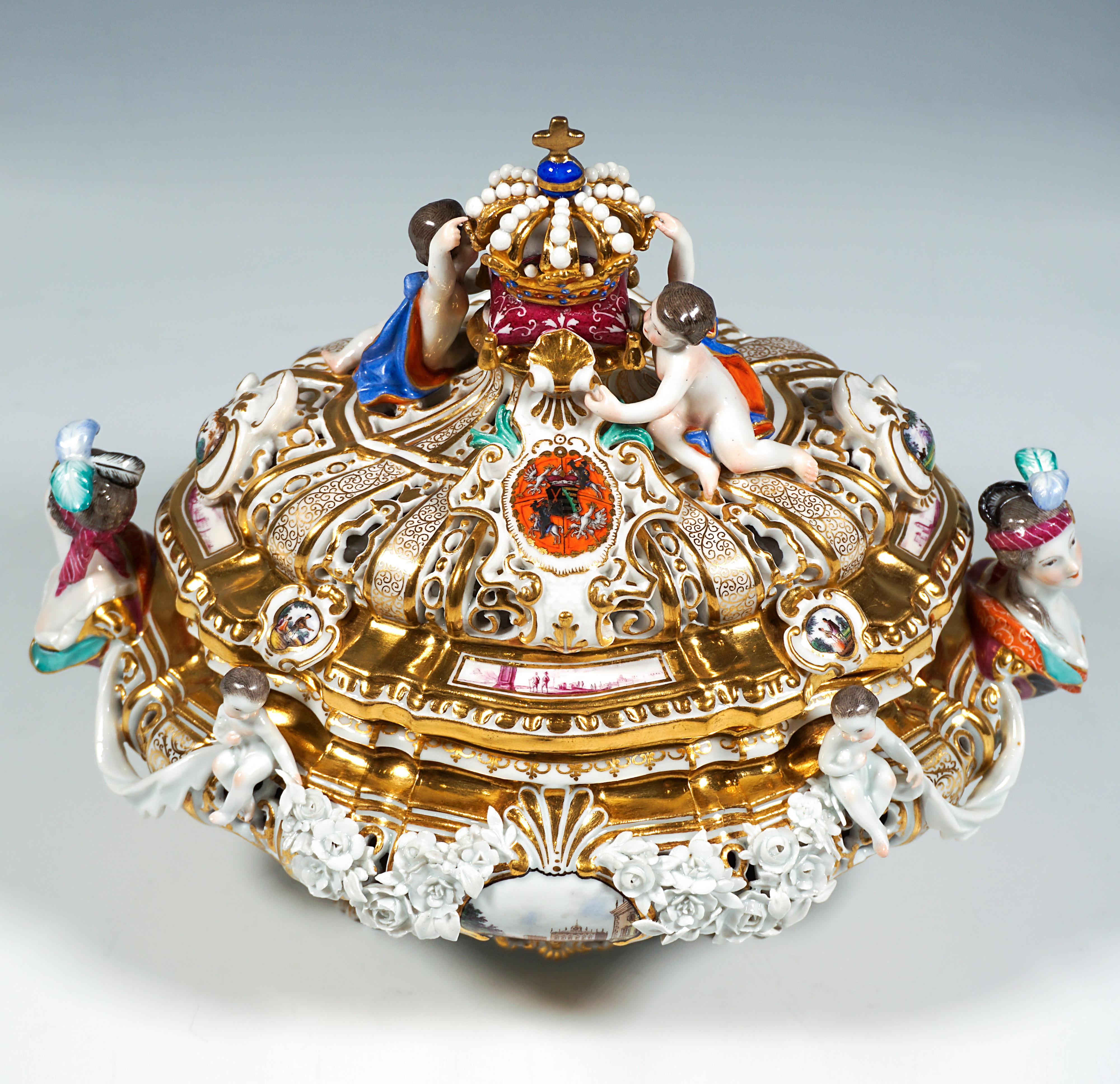 Fait main Soupière à couronne de Meissen 