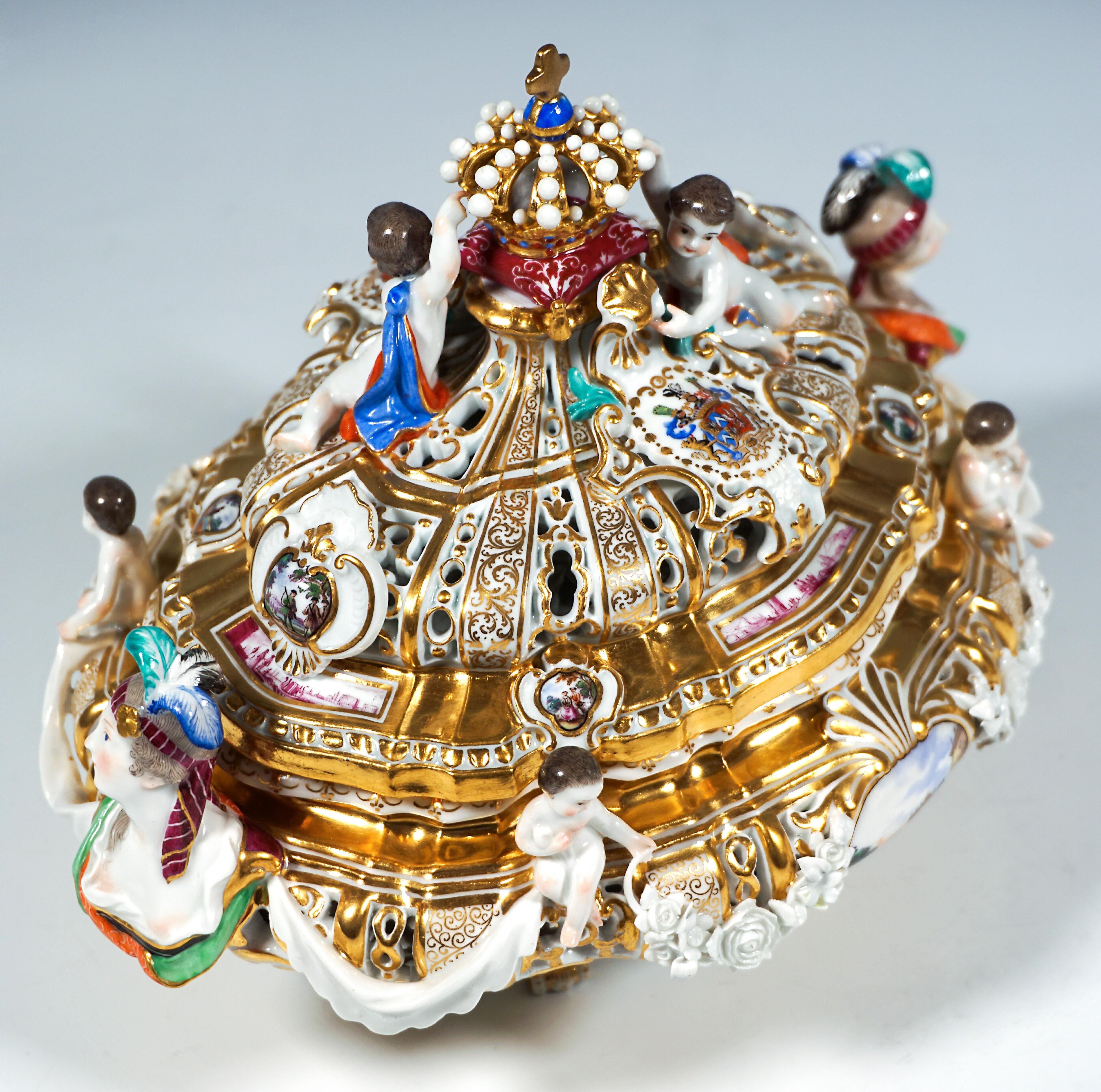 Fait main Soupière à couronne de Meissen 