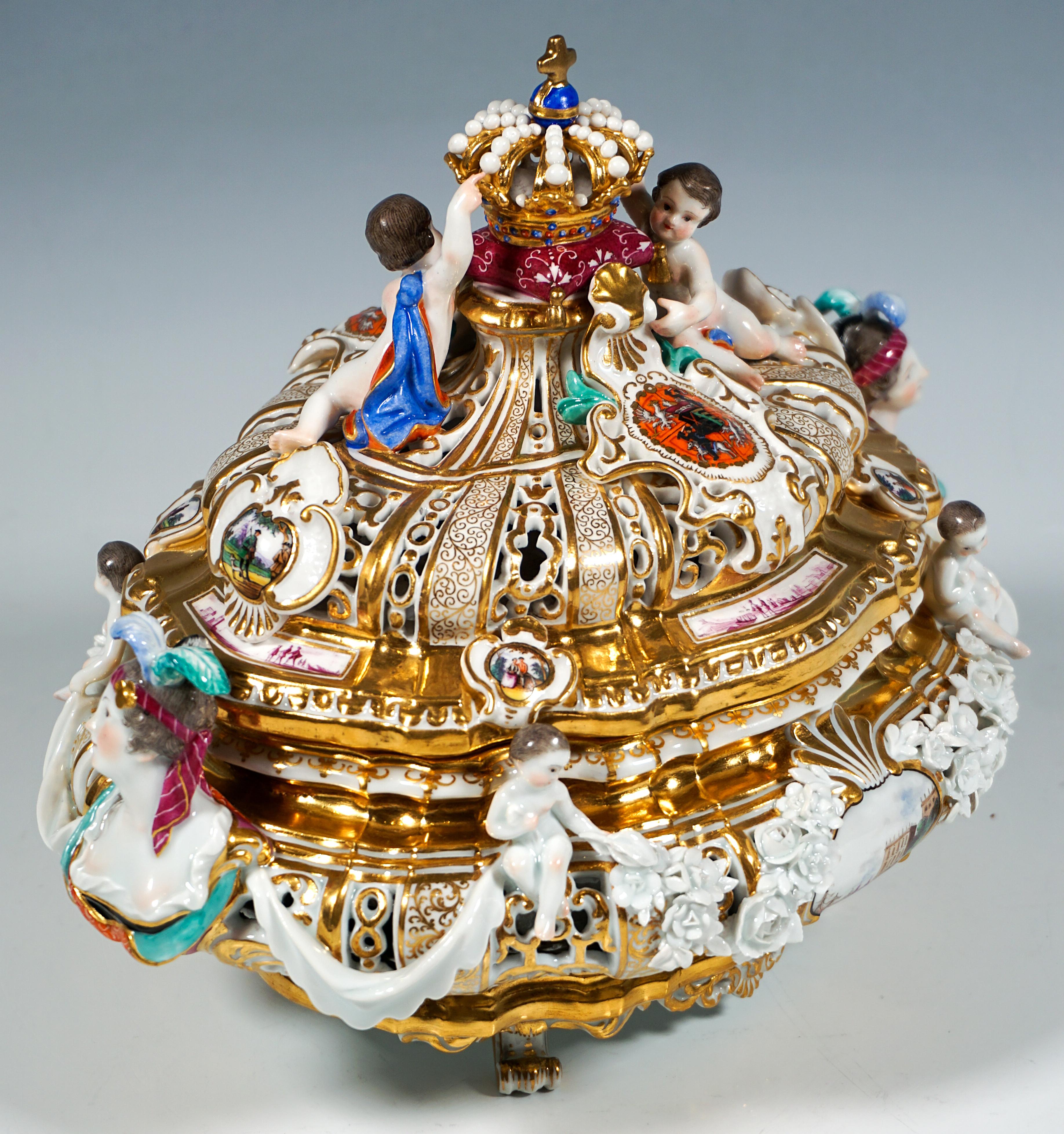 Milieu du XIXe siècle Soupière à couronne de Meissen 