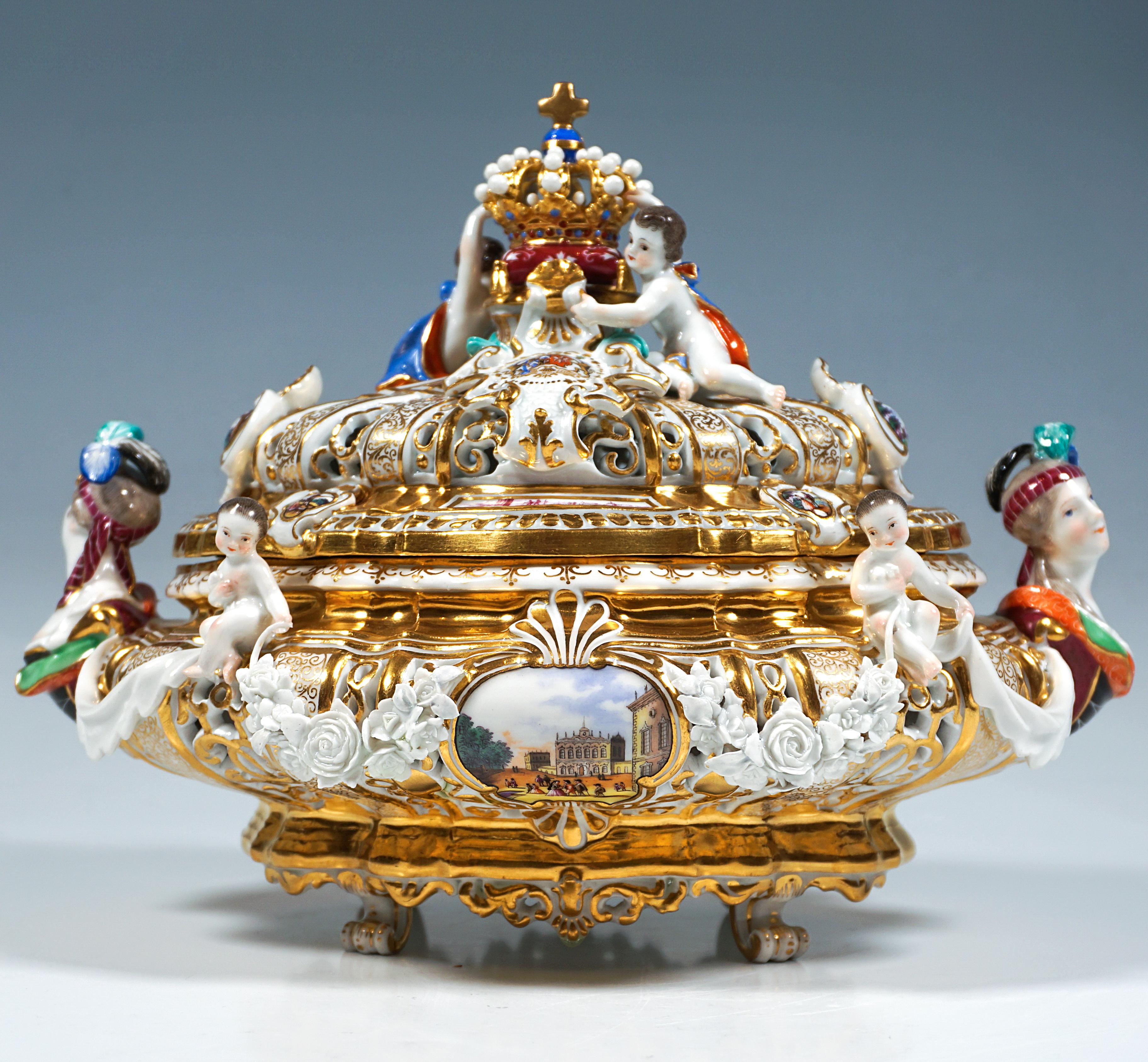 Milieu du XIXe siècle Soupière à couronne de Meissen 